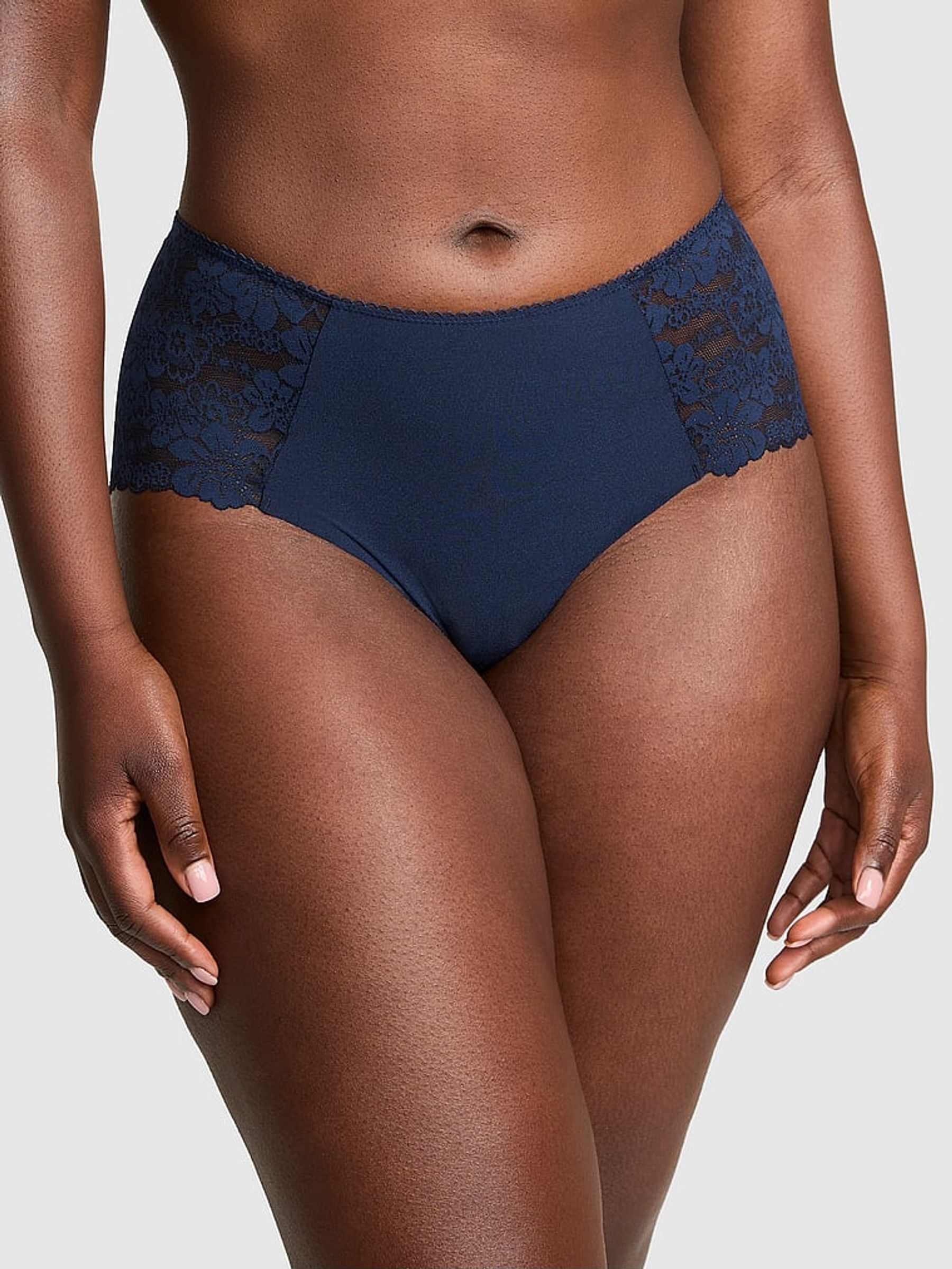 Navy Blue Cheeky No Show Lace Trim Cheeky Knickers (F51214) | £9