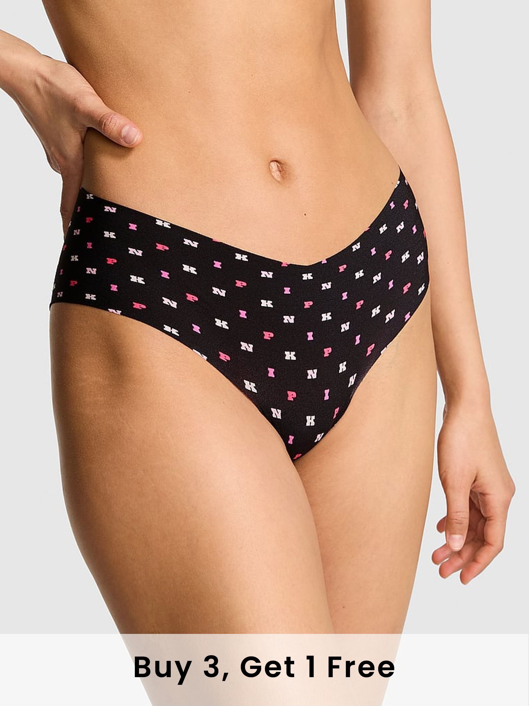 Black Pink Print Cheeky No Show Cheeky Knickers (F51216) | £9