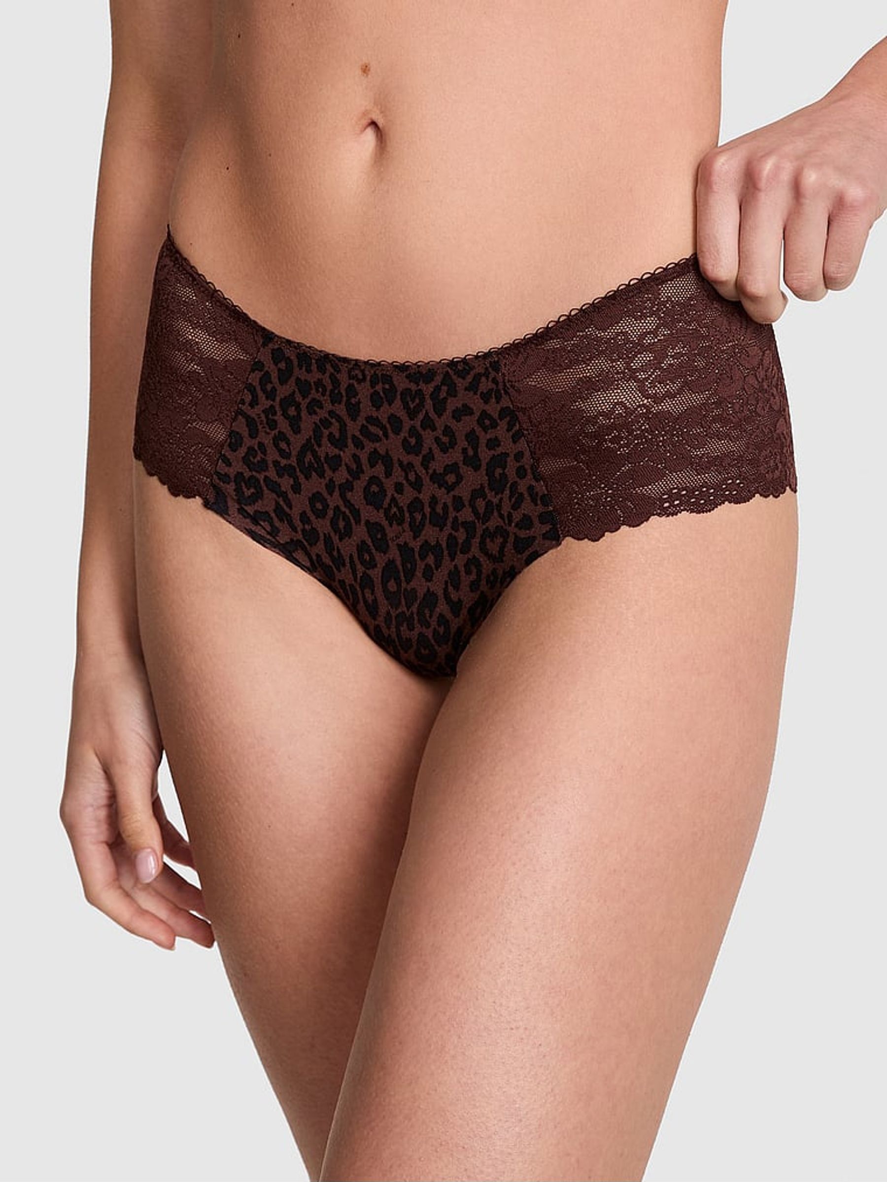 Brown Leopard Cheeky No Show Lace Trim Cheeky Knickers (F51225) | £9