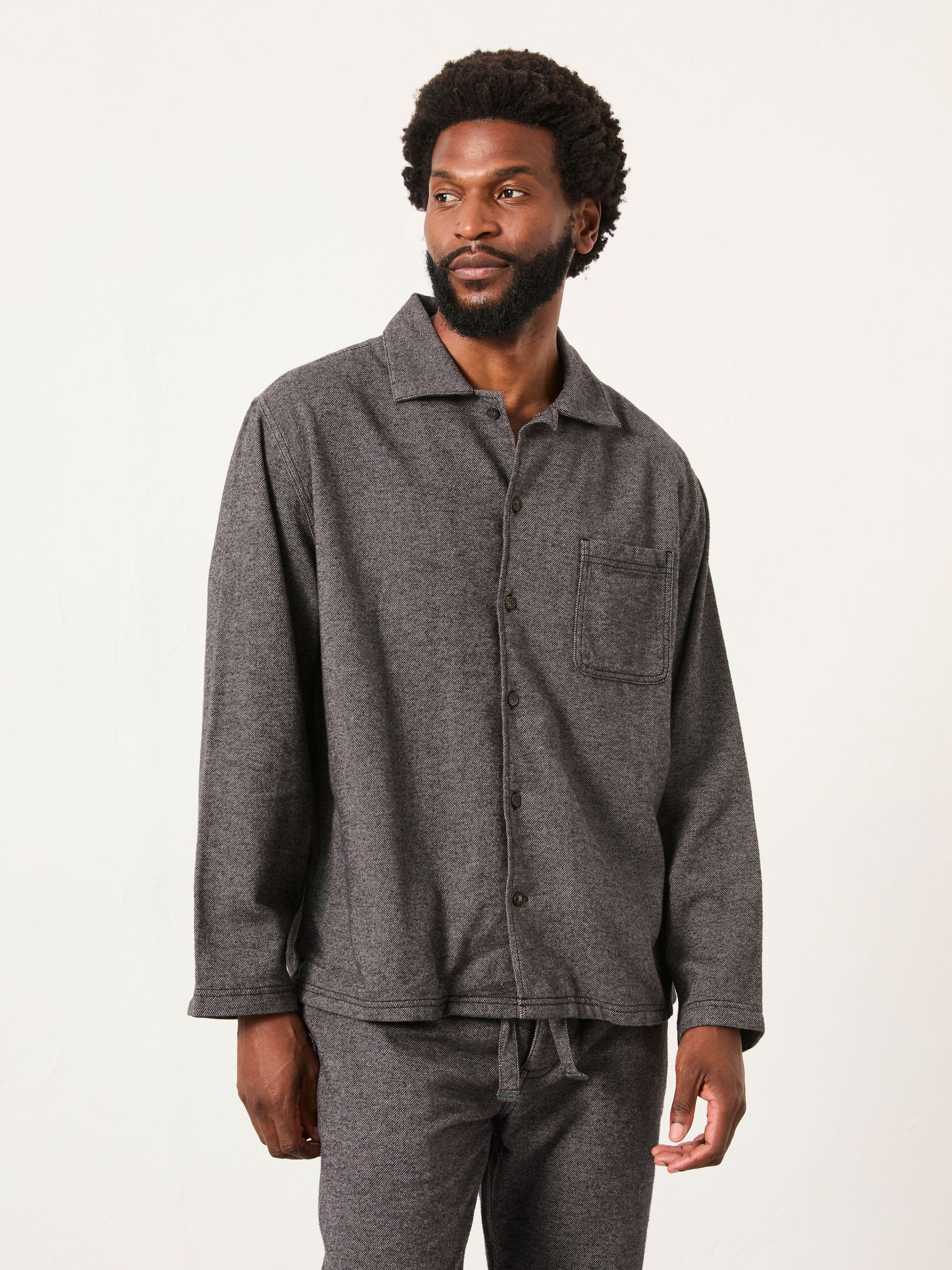 Charcoal Grey Brushed Twill Pyjama Shirt (F51252) | £39.50