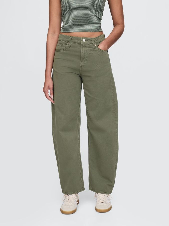 Green High Waisted Barrel Jeans (F51279) | £45