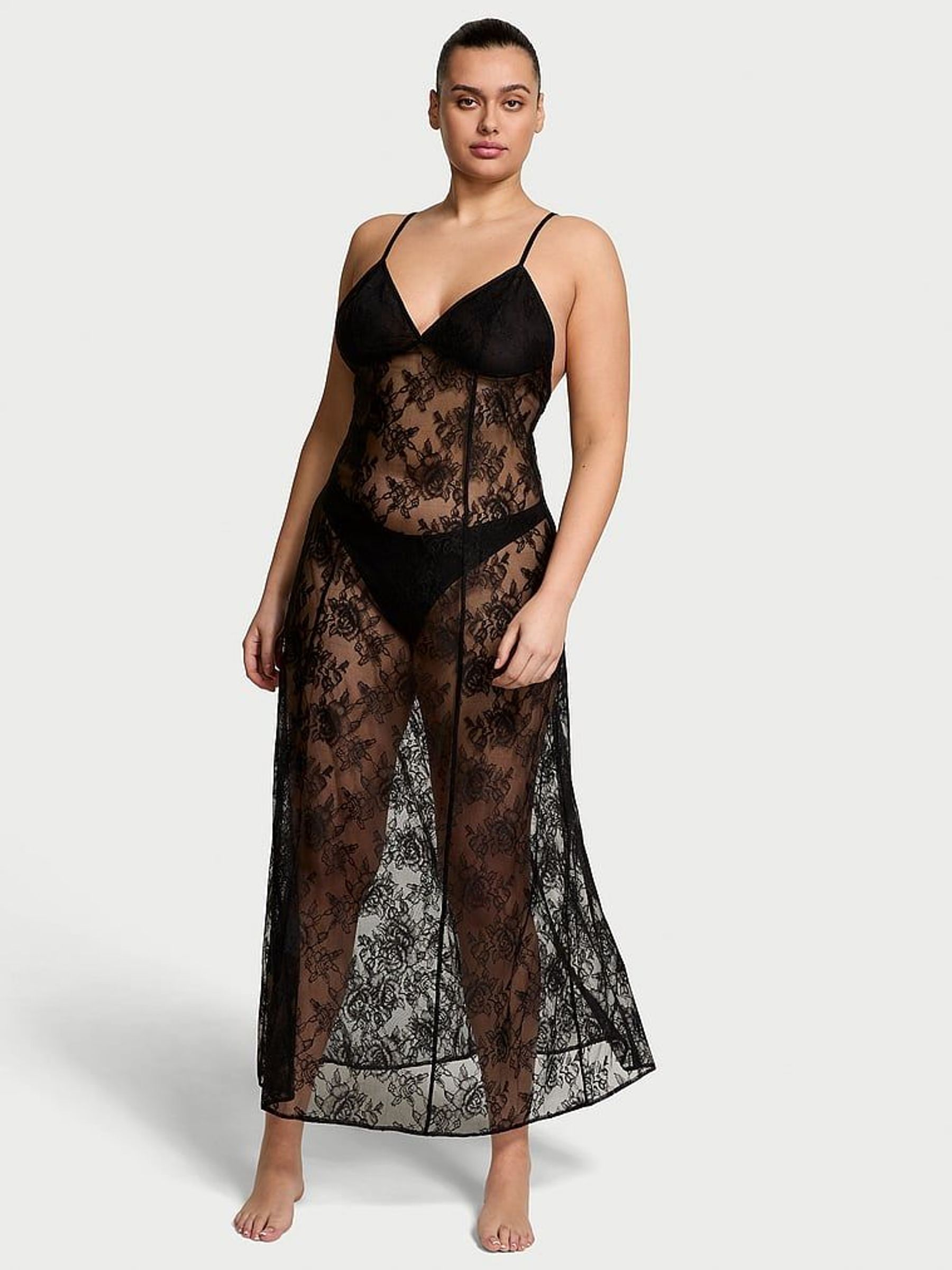 Black Rose Lace Slip Dress (F51616) | £129