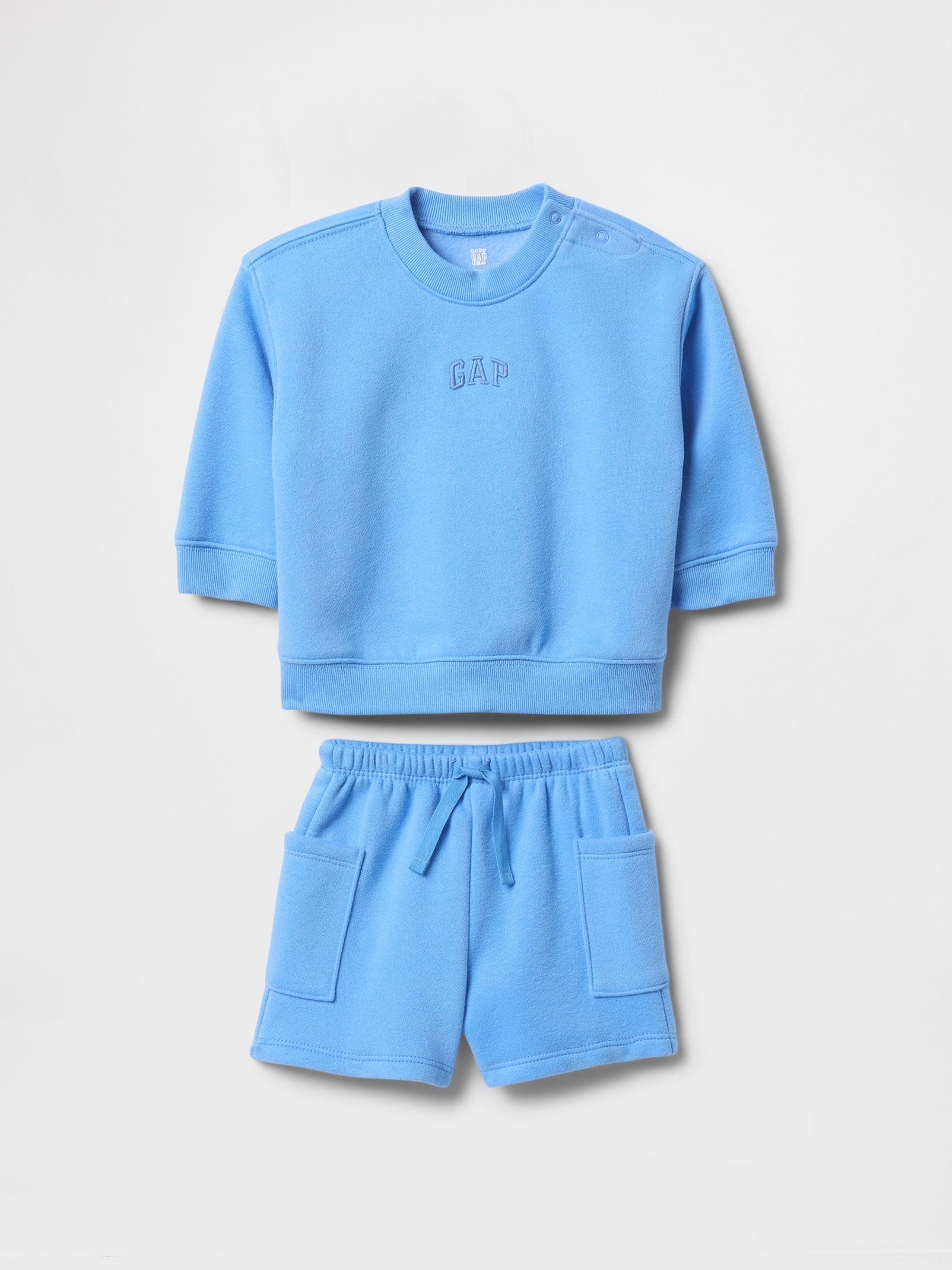 Blue Vintage Soft Logo Sweat Shorts Set (Newborn-24mths) (F53460) | £25