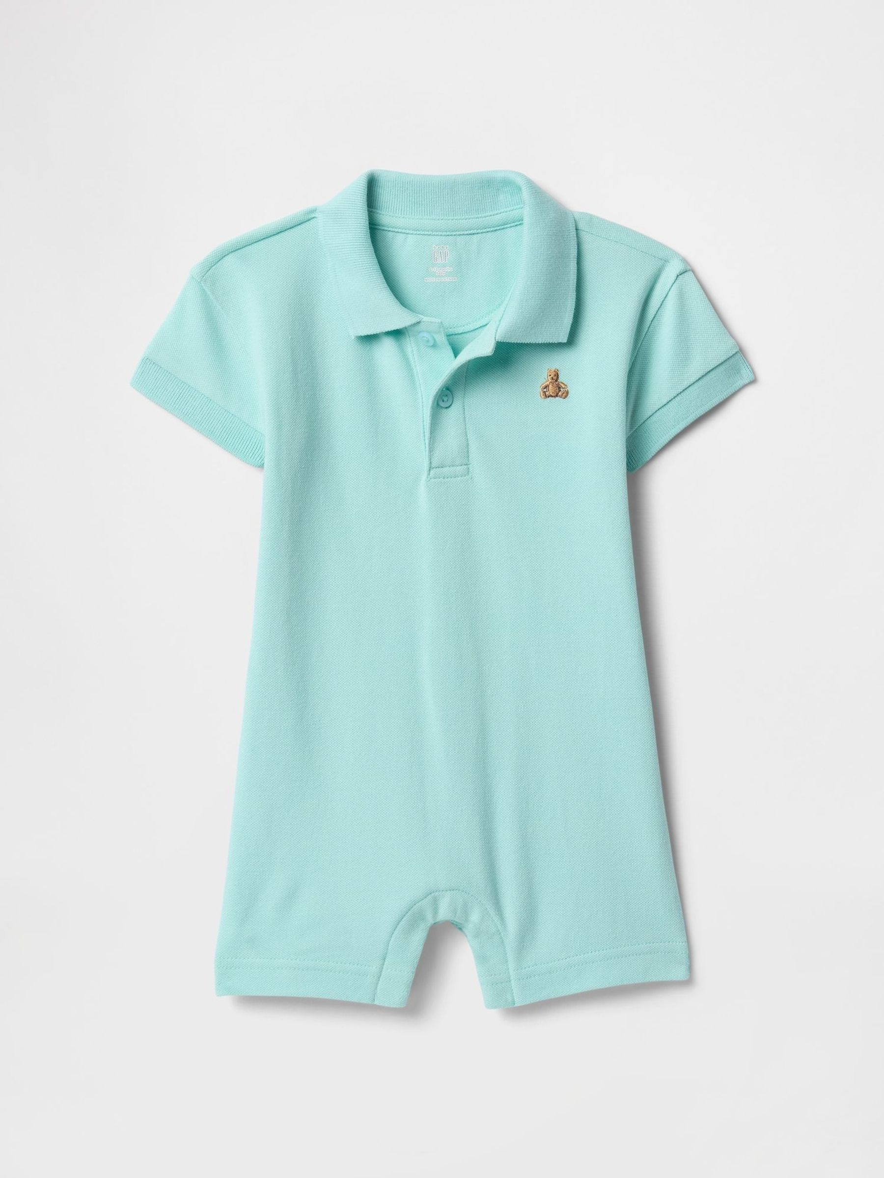 Green Pique Polo Romper (Newborn-24mths) (F53461) | £25