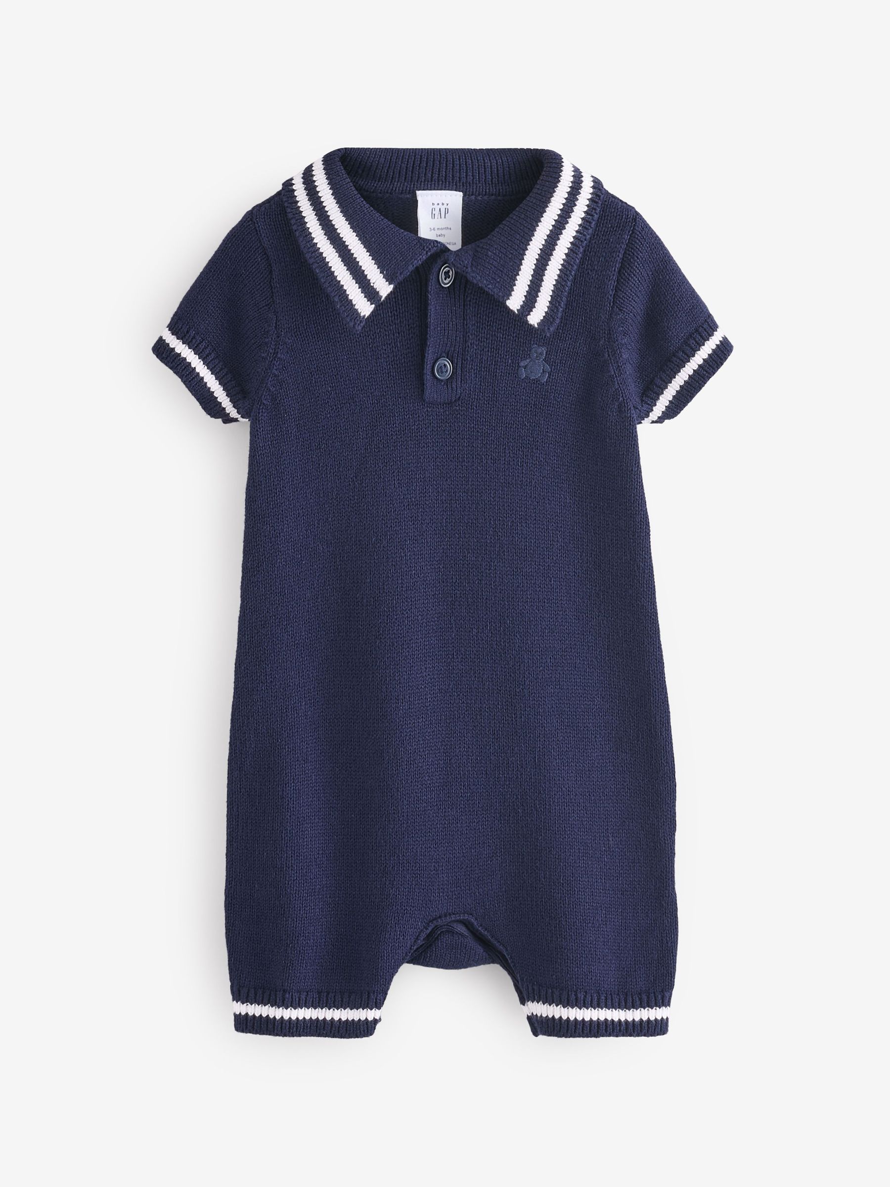 Navy Blue Polo Knitted Romper (Newborn-24mths) (F53462) | £25