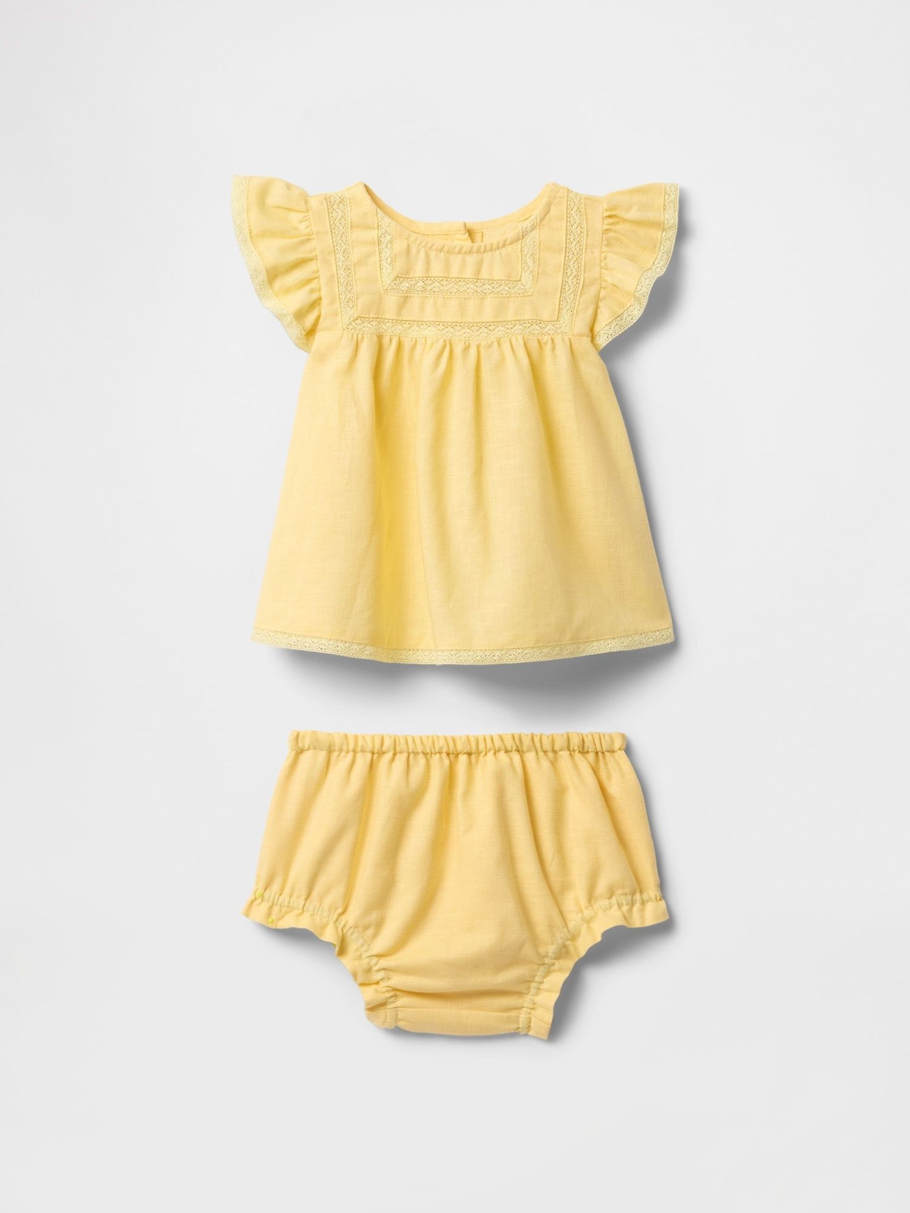 Yellow Linen-Cotton Ruffle Outfit Set (Newborn-24mths) (F53465) | £30