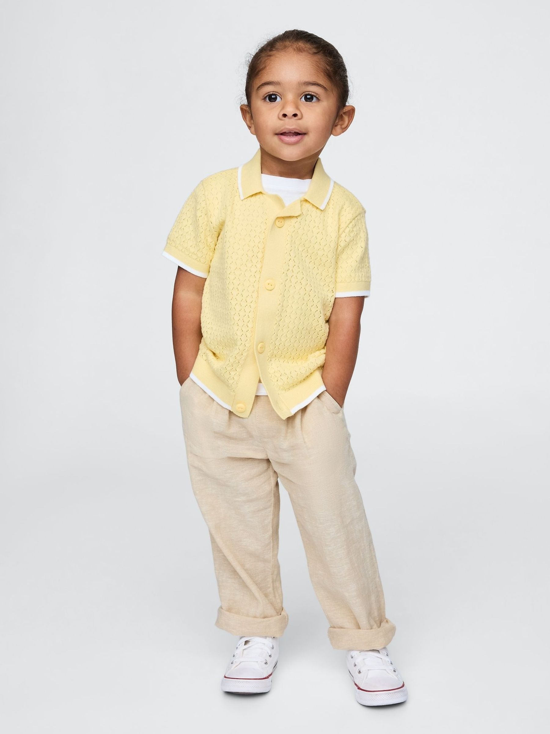 Beige Linen-Cotton Pull On Trousers (6mths-5yrs) (F53467) | £18