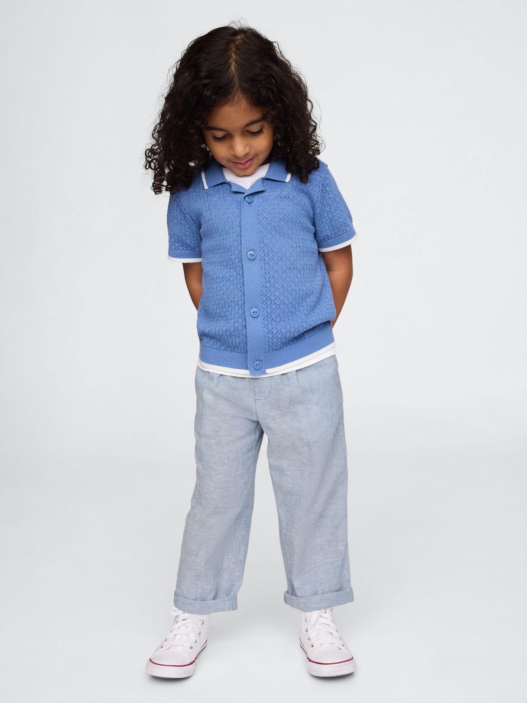 Blue Linen-Cotton Pull On Trousers (6mths-5yrs) (F53471) | £18