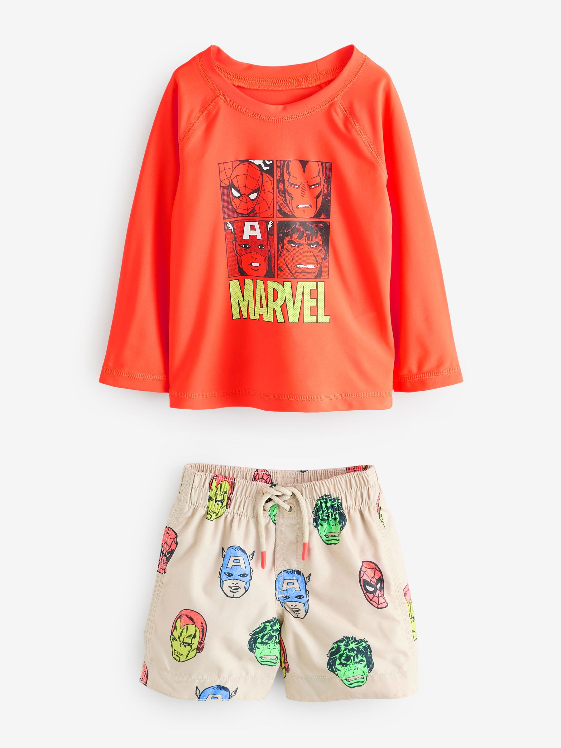 Red Marvel Rash Guard and Shorts Swim Set (6mths-5yrs) (F53498) | £35