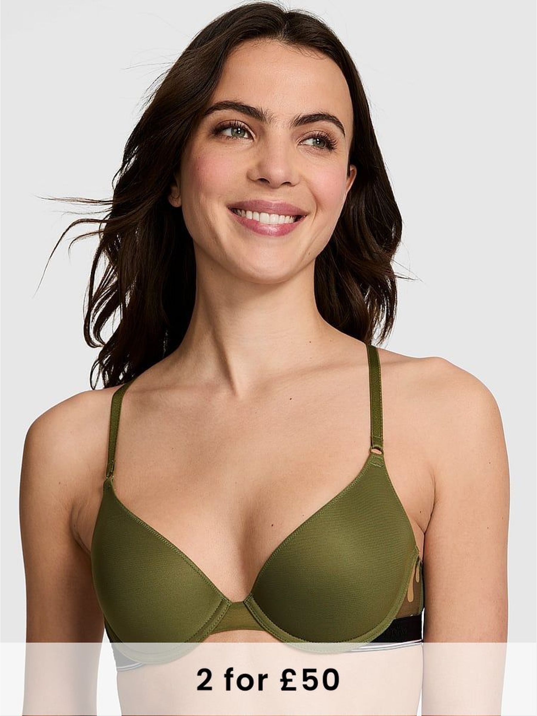 Olive Green Push Up Non Wired Push Up Bra (F53545) | £29