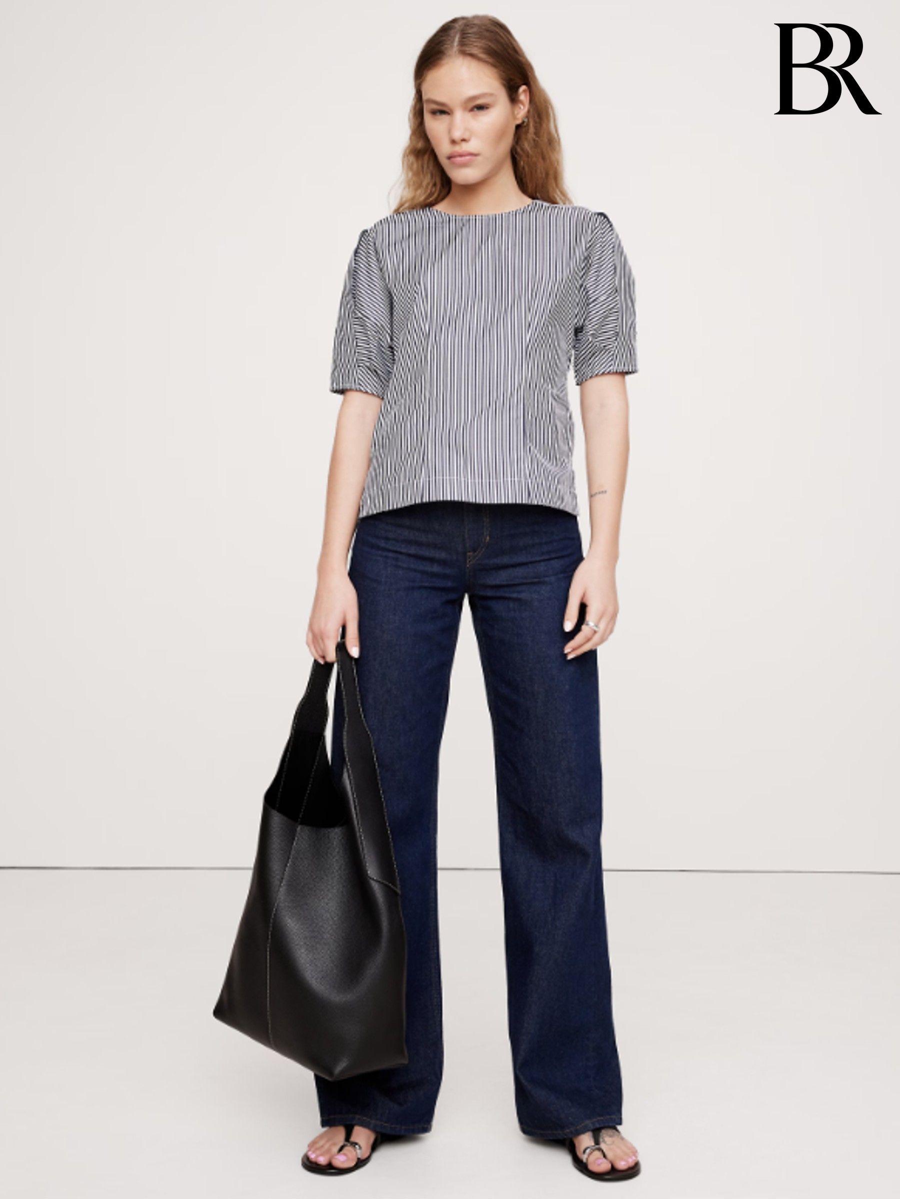 Banana Republic Blue Puff Sleeve Poplin Top (F55268) | £75