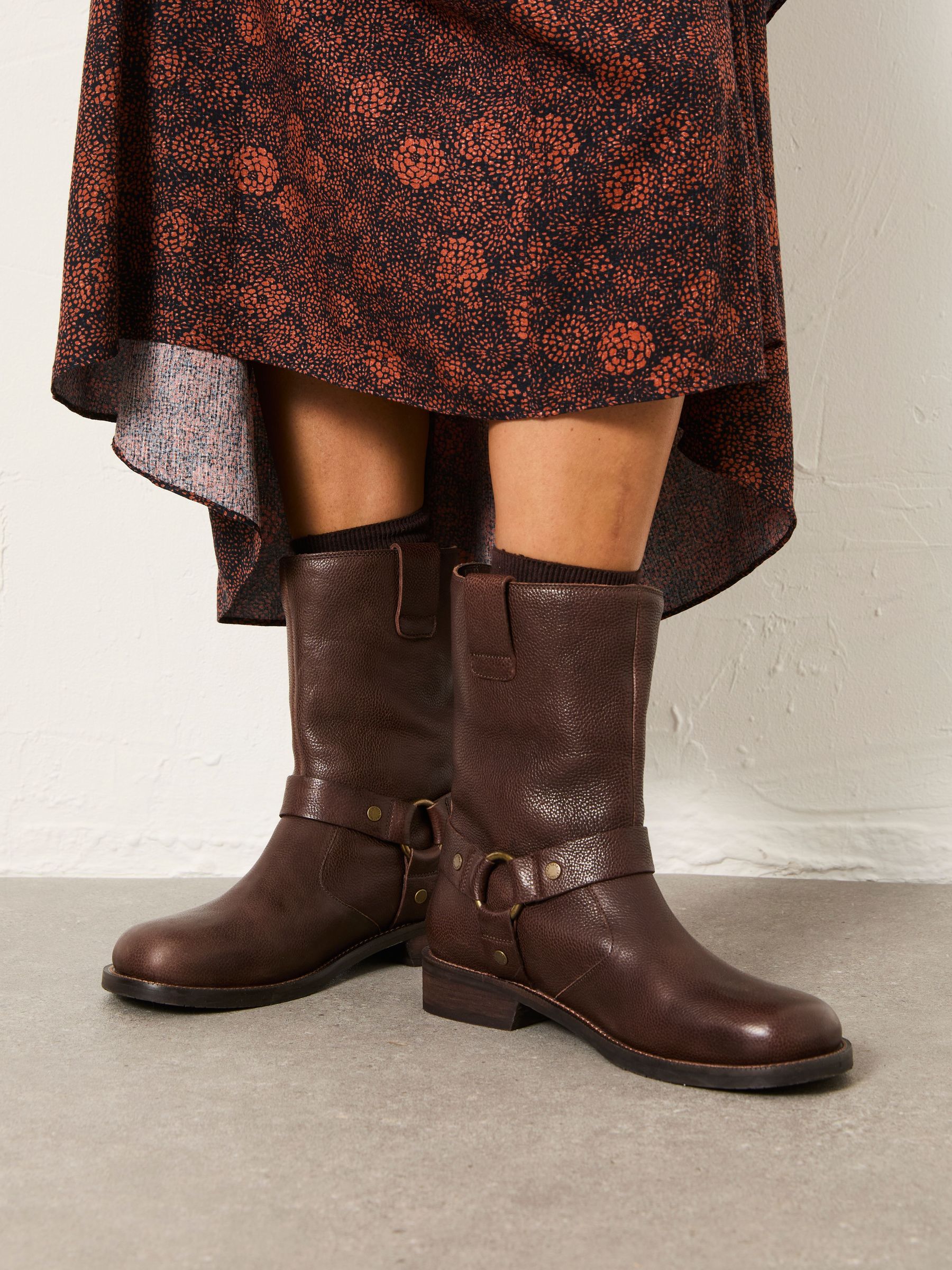 Harriet Chocolate Brown Biker Boot (F55964) | £110