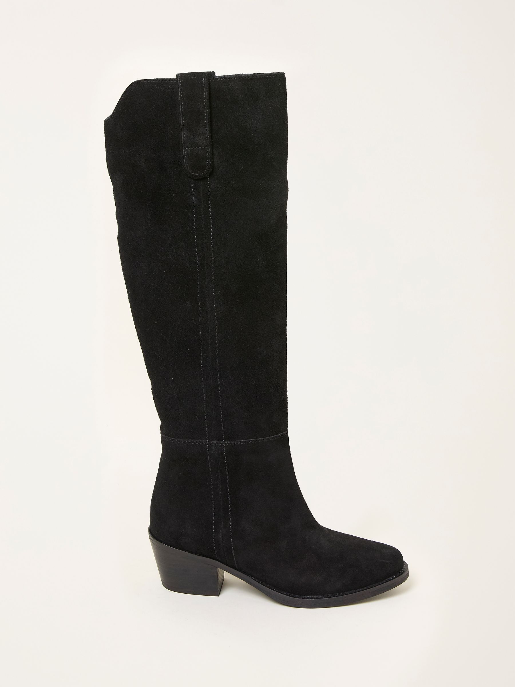 Black Suede Mid Heel Knee High Boot (F55981) | £125