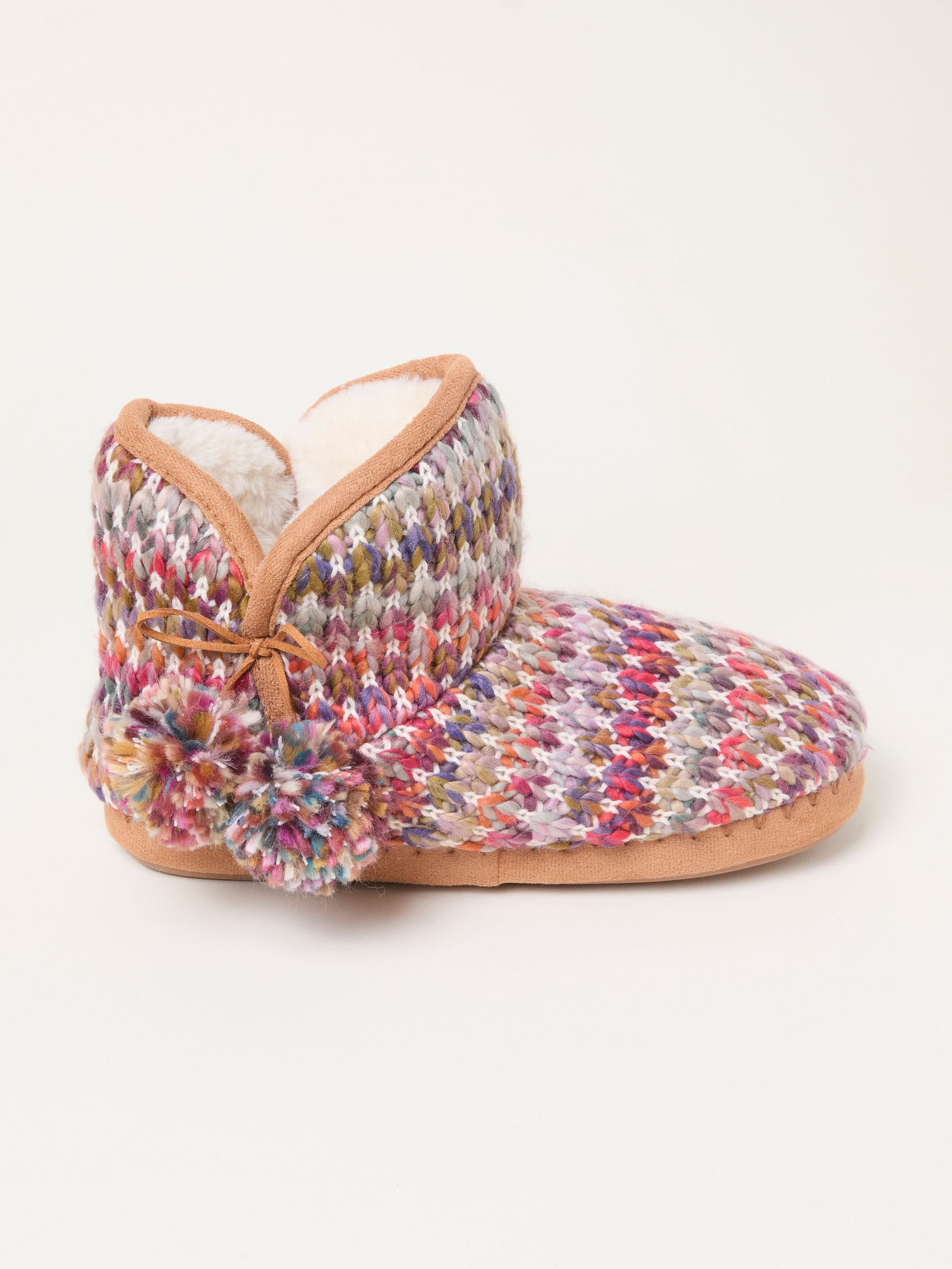 Sara Pink Knit Boot Slipper (F56097) | £35