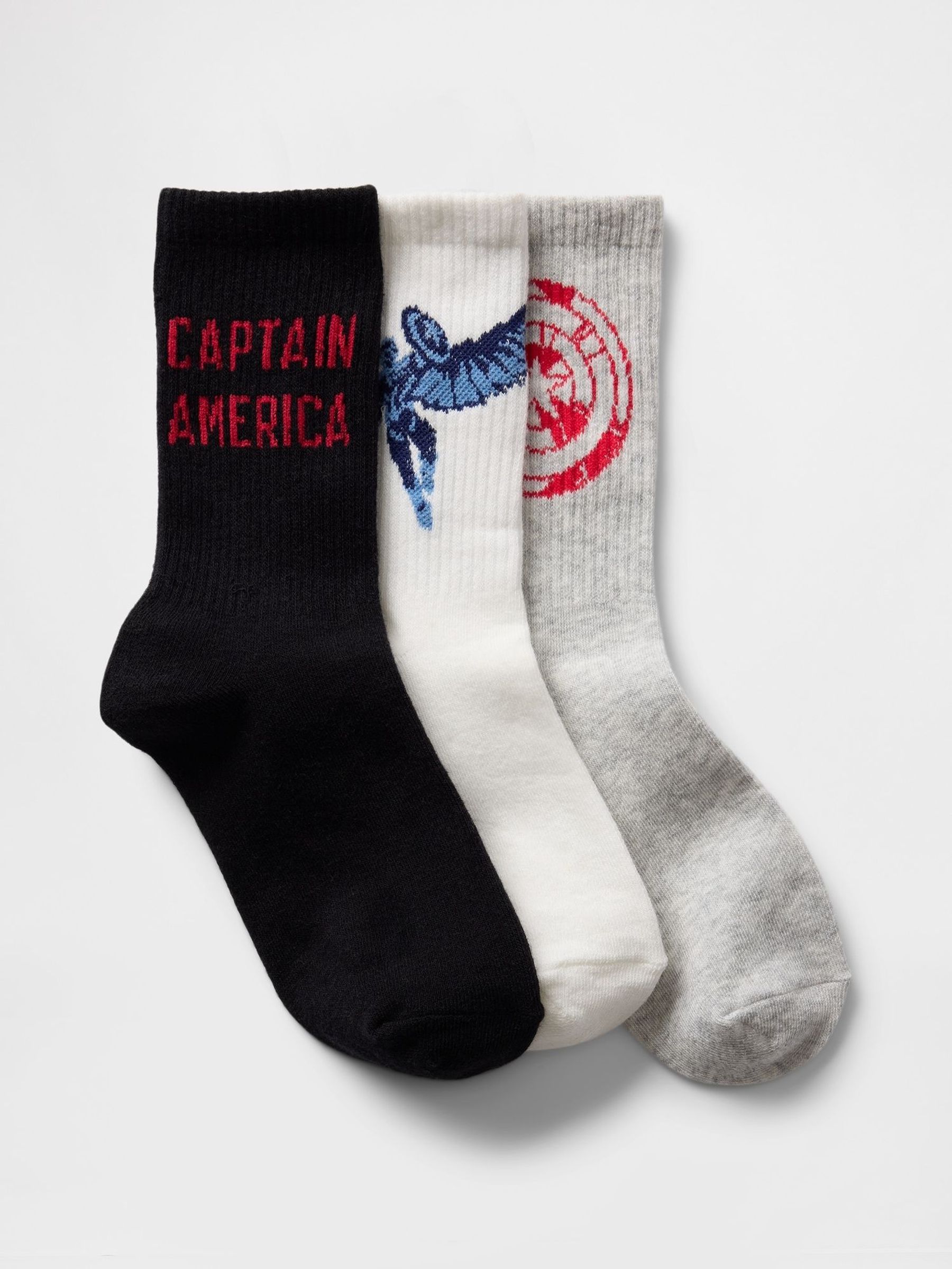 White Marvel Captain America Crew Socks 3-Pack (F56145) | £10