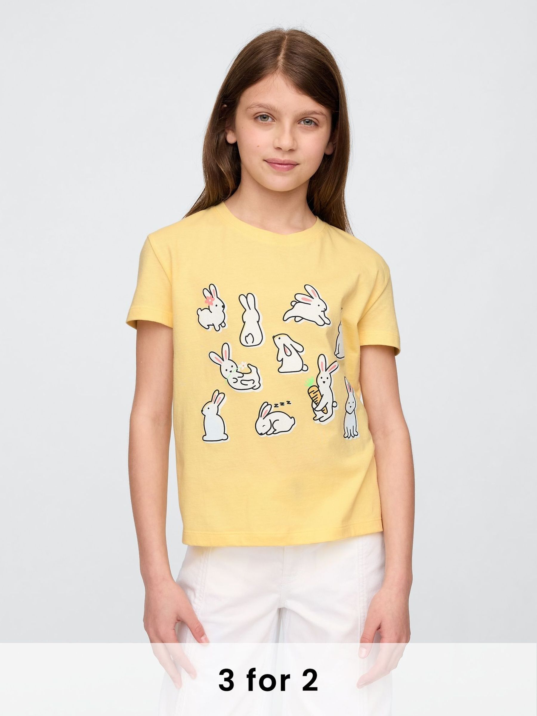 Yellow Rabbit Short Sleeve Crew Neck Graphic T-Shirt (4-13yrs) (F56146) | £10