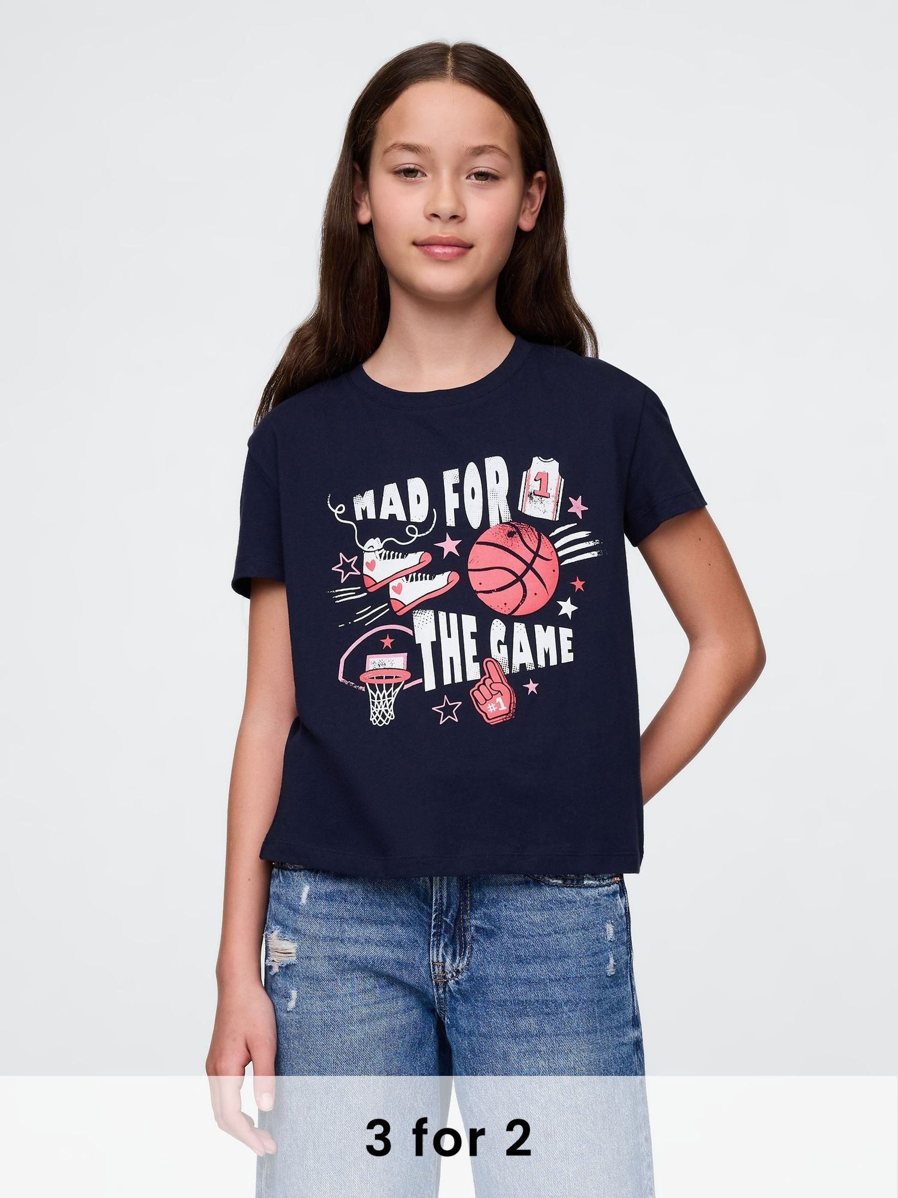 Navy/Blue Baskeball Short Sleeve Crew Neck Graphic T-Shirt (4-13yrs) (F56148) | £10