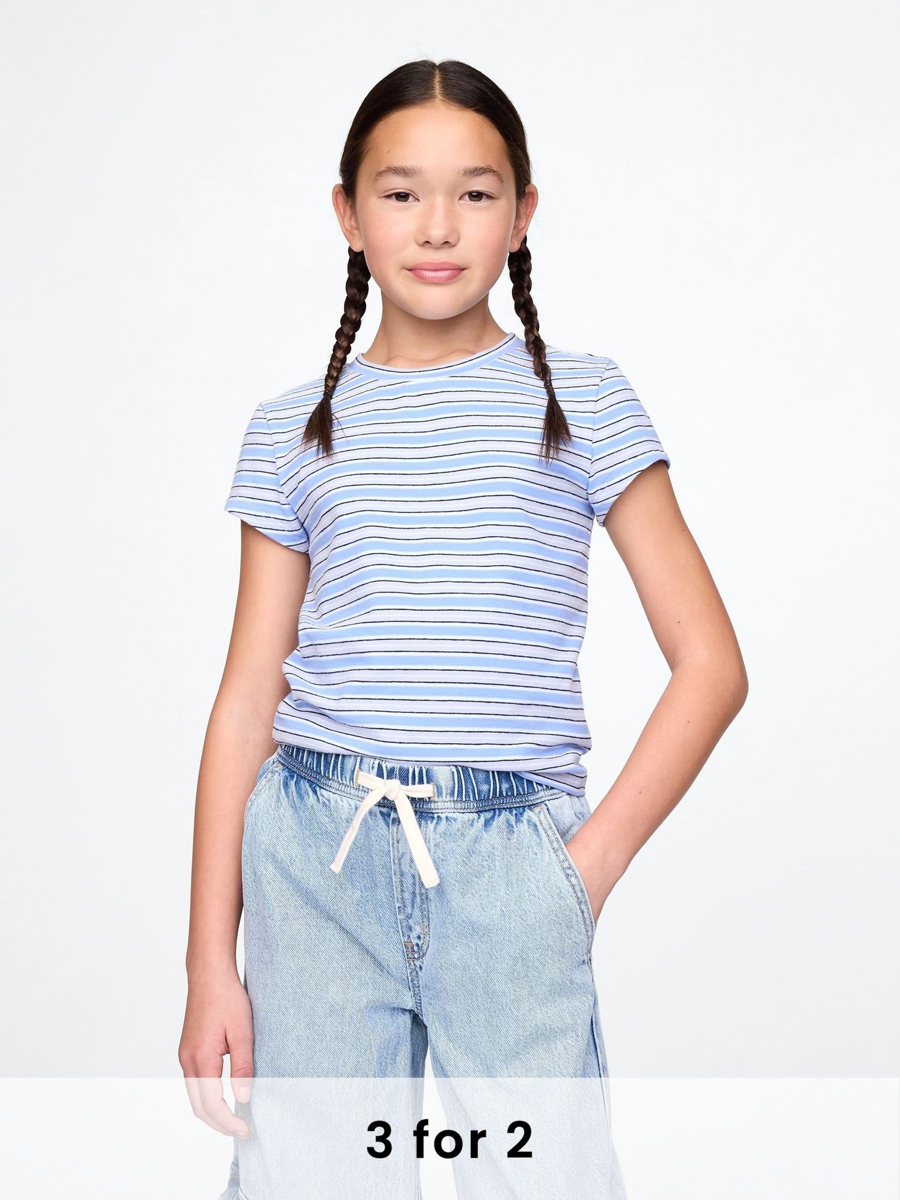 Blue Stripe Crew Neck T-Shirt (4-13yrs) (F56156) | £12
