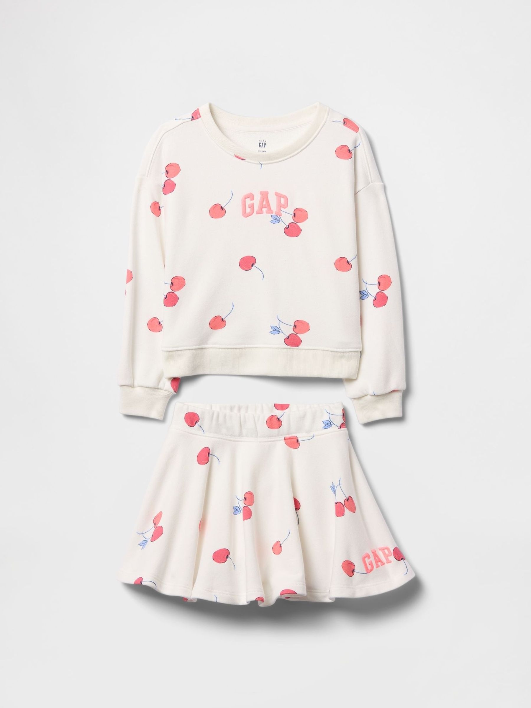 White Cherry Vintage Soft Skort & Sweatshirt Set (6mths-5yrs) (F56160) | £28
