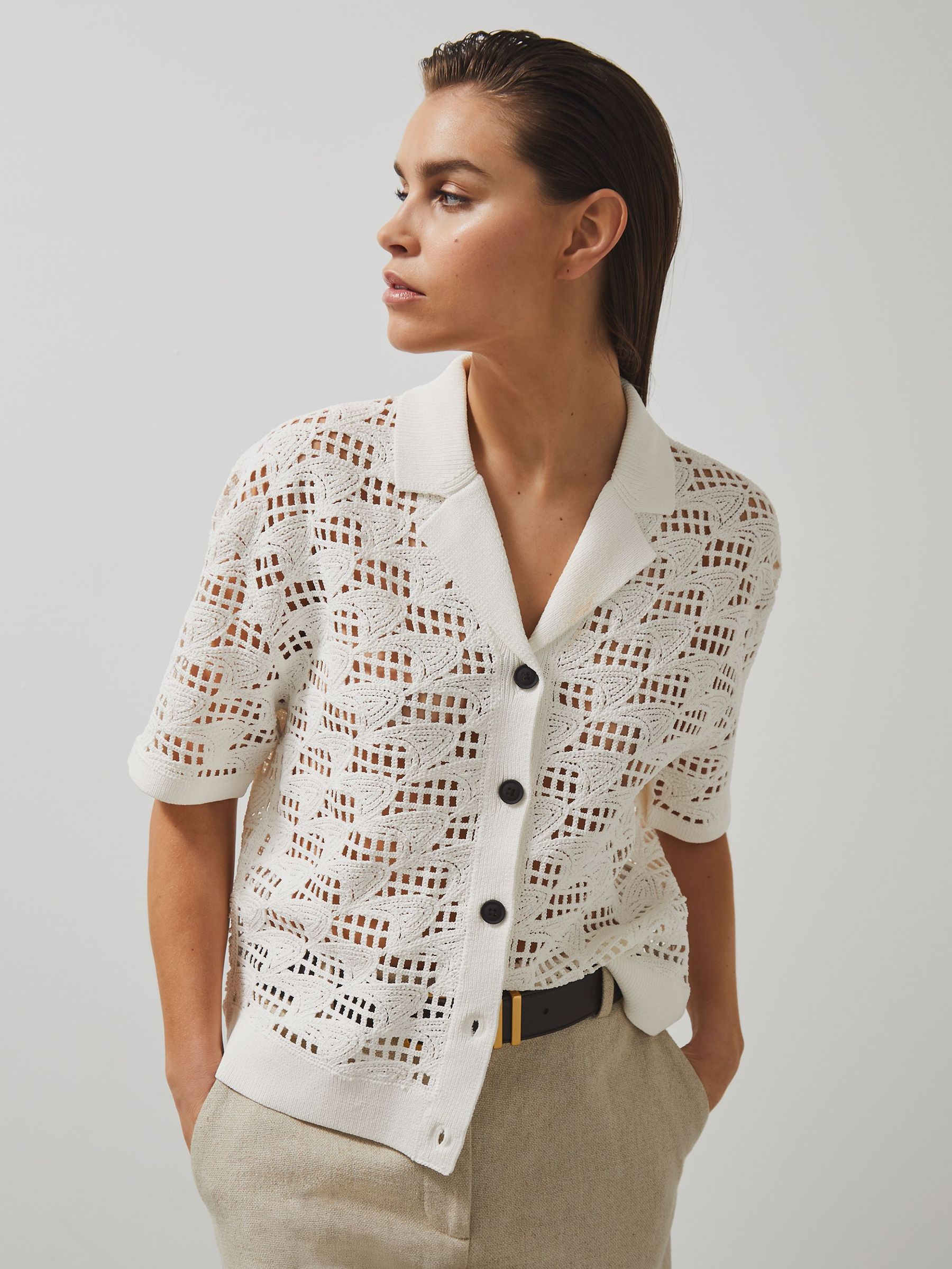 McLaren F1 Team Speedmark Crochet Shirt in White (F57255) | £168