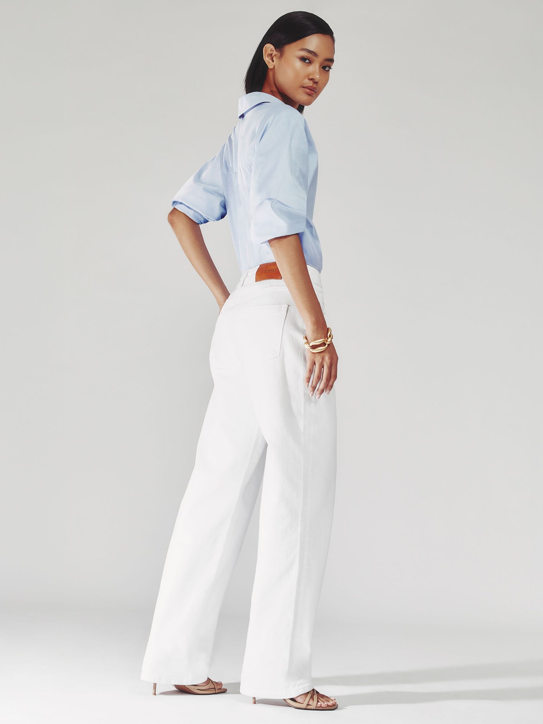 Petite Straight Leg Turn Up Jeans in White (F57561) | £140