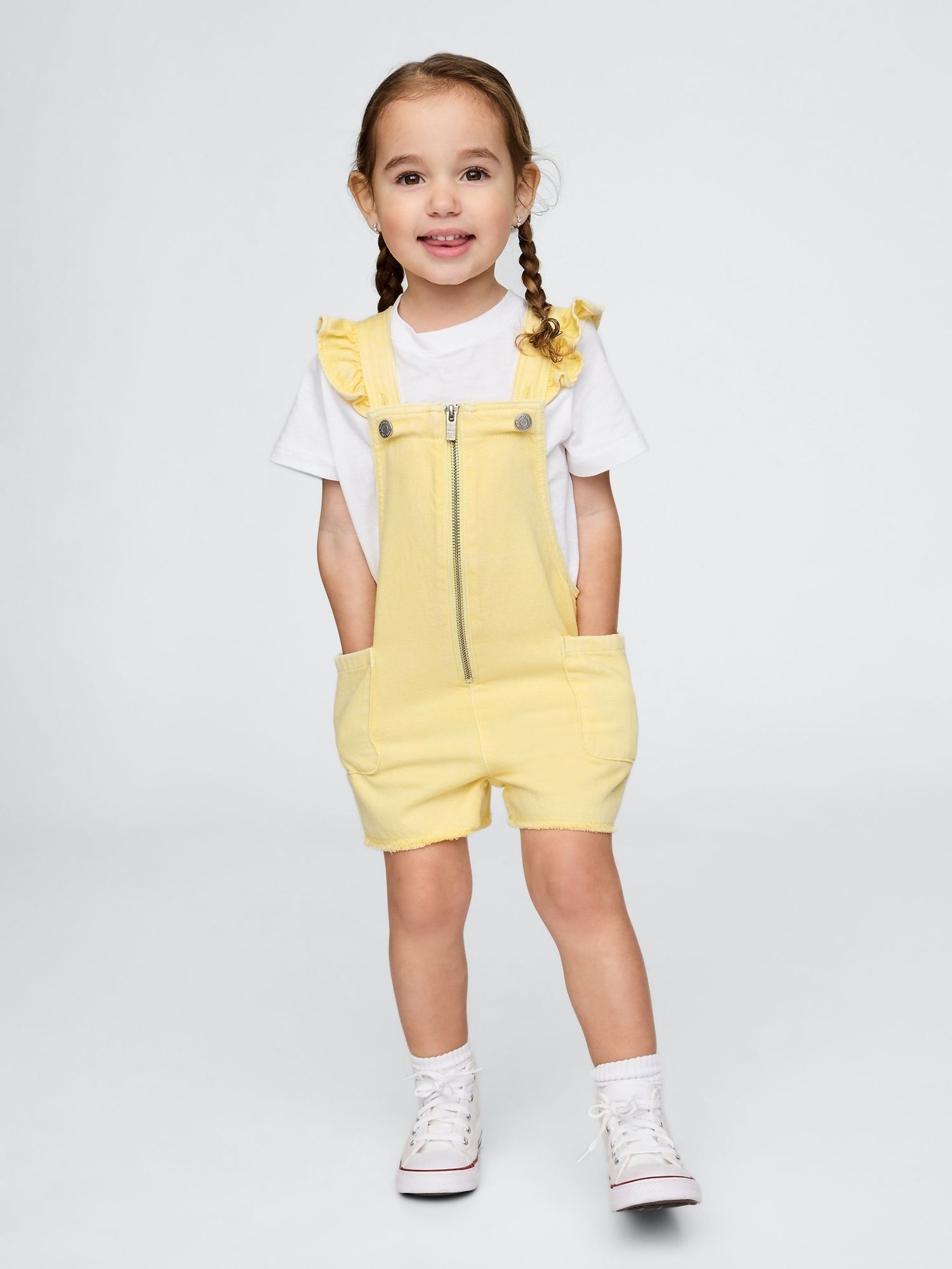Yellow UltraSoft Ruffle Denim Dungarees (6mths-5yrs) (F57847) | £30
