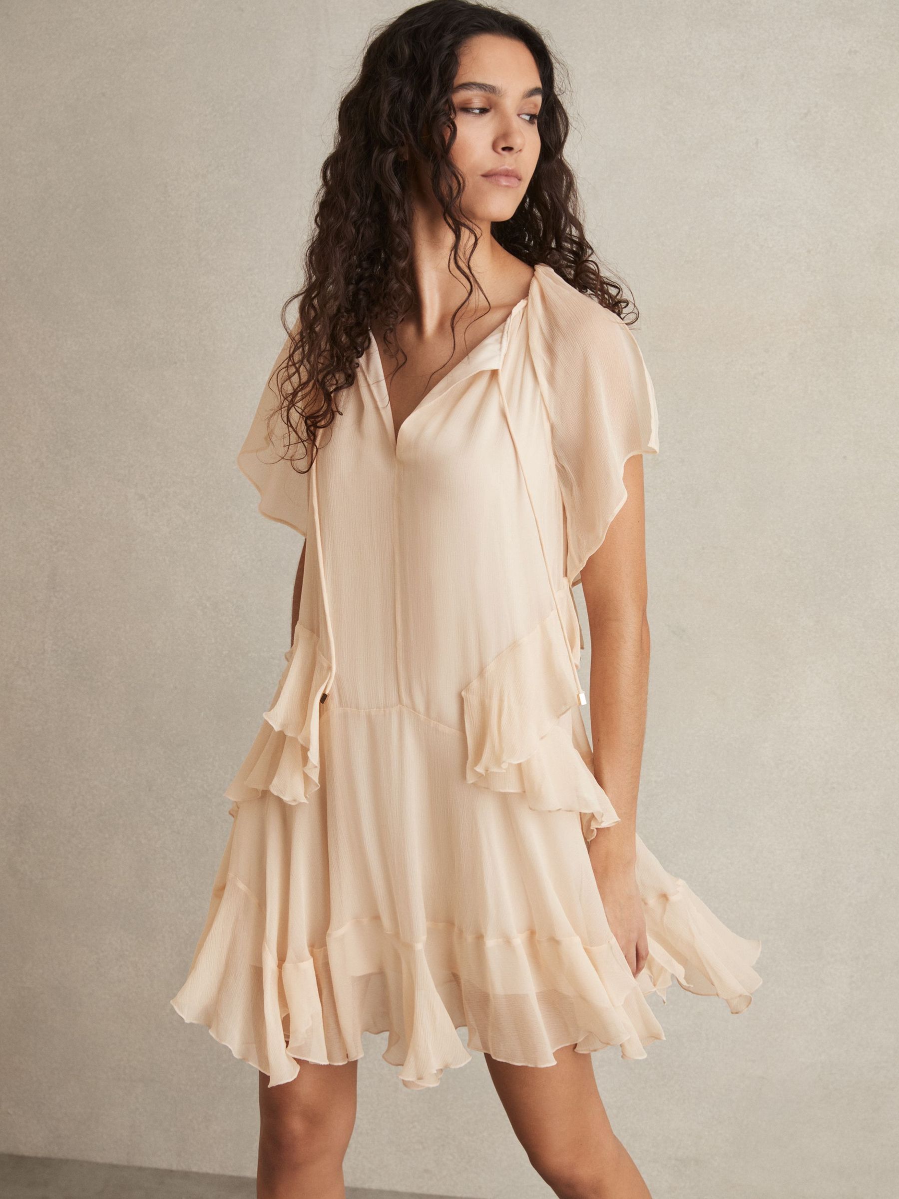 Short Ruffle Flippy Dress in Pink (F57925) | £198