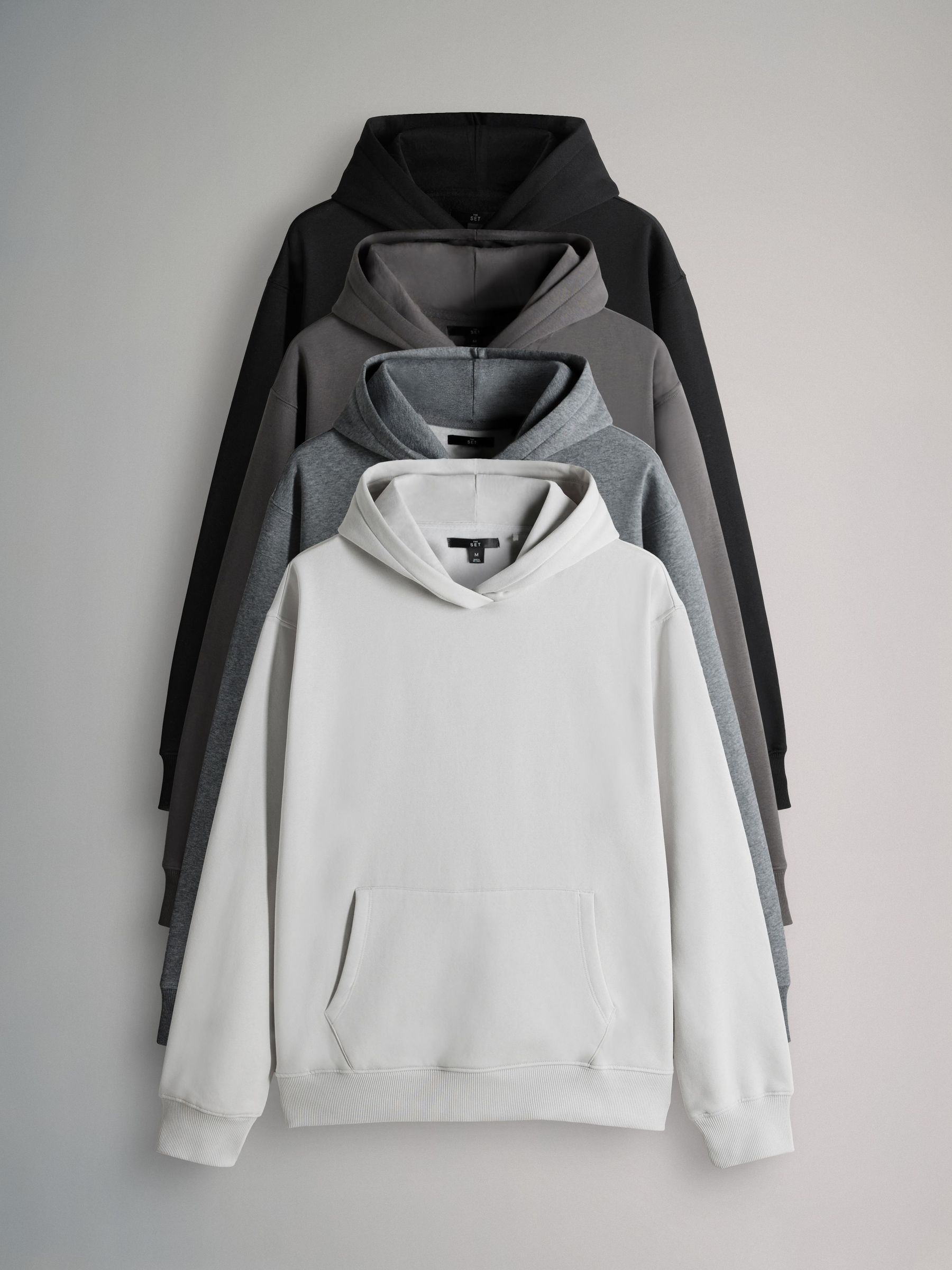 Black/Grey Marl/Cream - 4 Pack Relaxed Hoodies (F59492) | £66