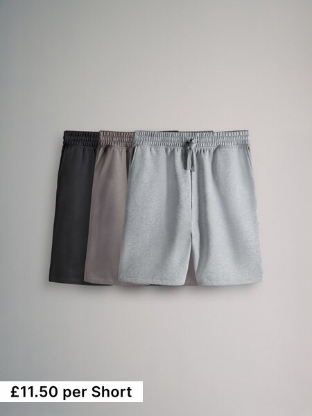 Black/Grey - 3 Pack Relaxed Fit Sweat Shorts (F59516) | £34.50