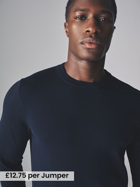4 Pack Long Sleeve Knitted Crew Jumpers (F59522) | £51