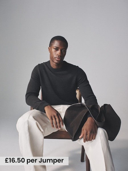 Charcoal/Grey marl - 2 Pack Crew Neck Knitted Jumpers with Wool (F59530) | £33