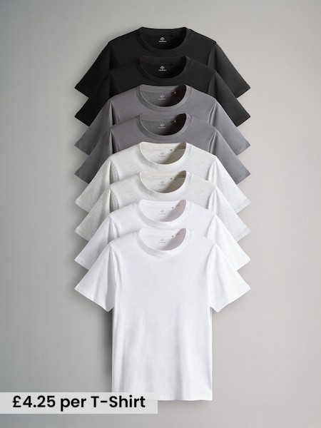 8 Pack Slim Fit Short Sleeve Cotton T-Shirts (F59546) | £32