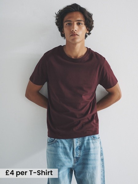 Black/Green/Red/White - 7 Pack Regular Short Sleeve Cotton T-Shirts (F59550) | £28