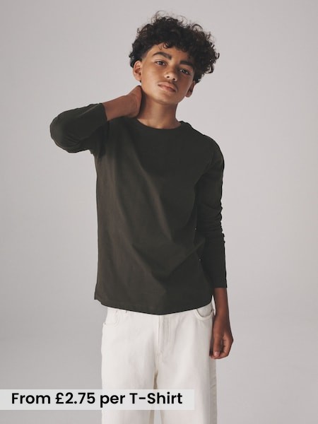 Black/Khaki/Green/Cream/White - 6 Pack Regular Cotton T-Shirts (F59646) | £16.50 - £21