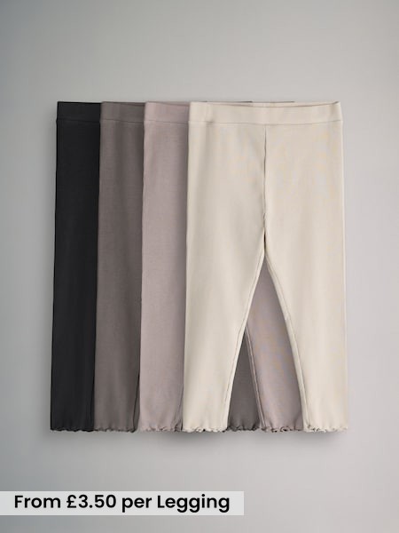 Black/Brown/Cream - 4 Pack Rib Cotton Leggings (F59659) | £14 - £18