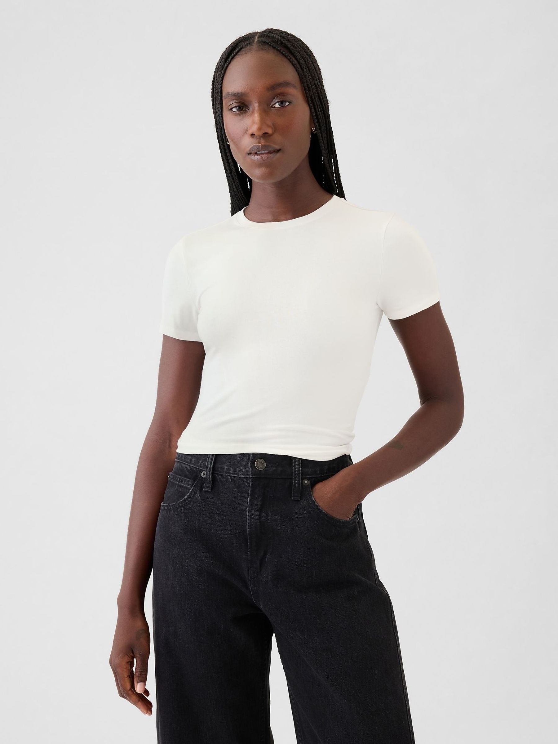 White CloseKnit Jersey Short Sleeve Crew Neck T-Shirt (F59832) | £14