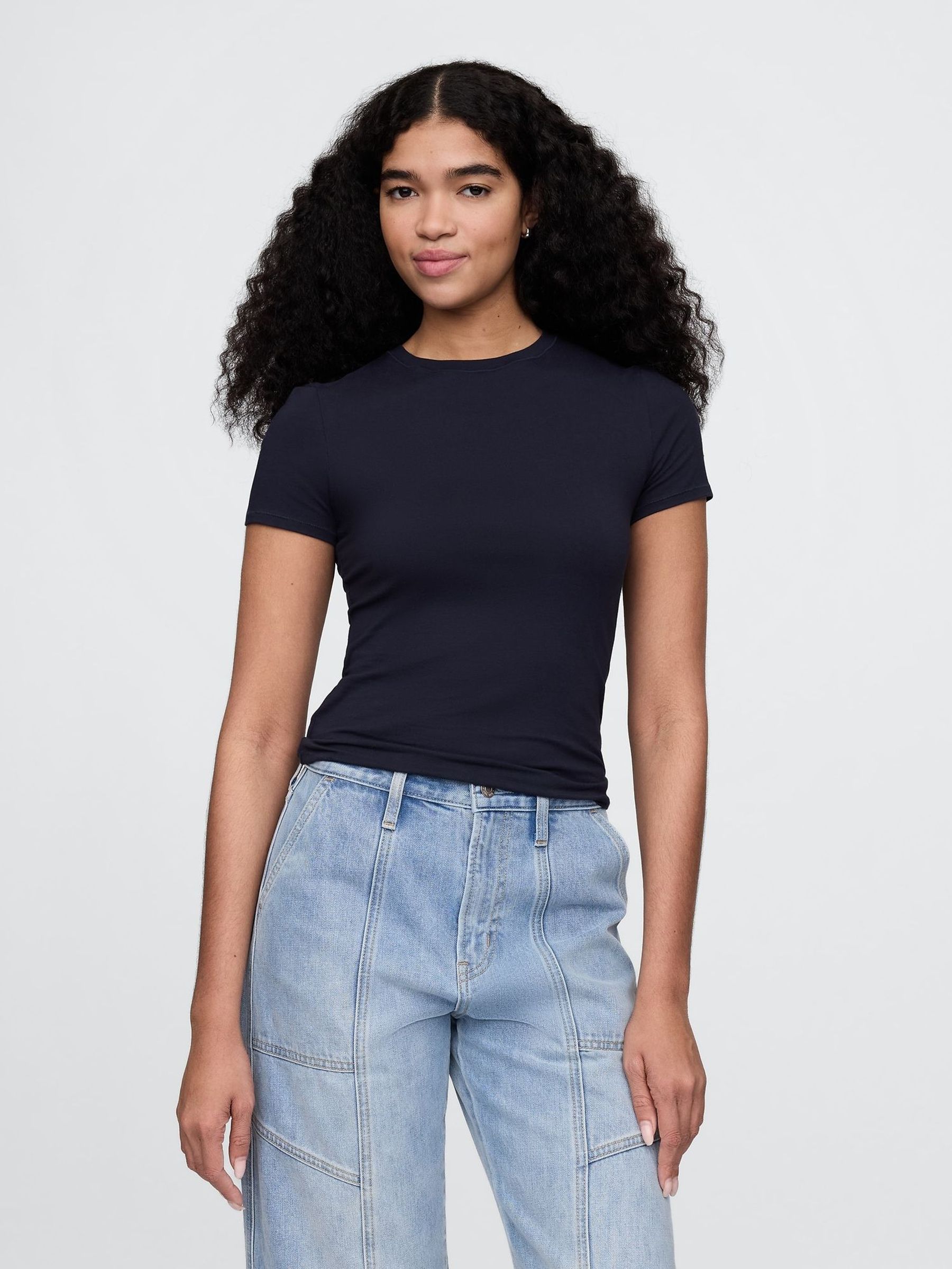 Navy Blue CloseKnit Jersey Short Sleeve Crew Neck T-Shirt (F59833) | £14