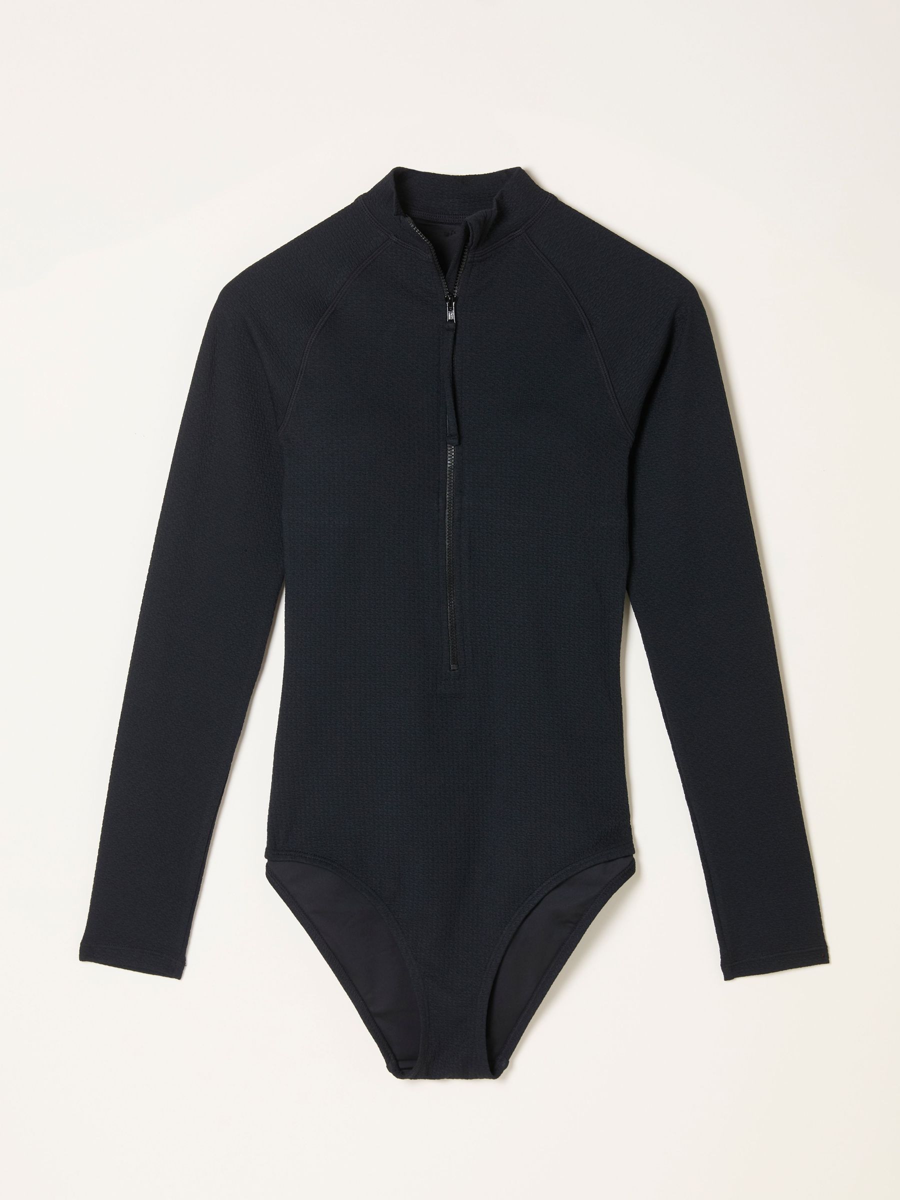 Black Long Sleeve Textured Swimsuit (F60132) | £55