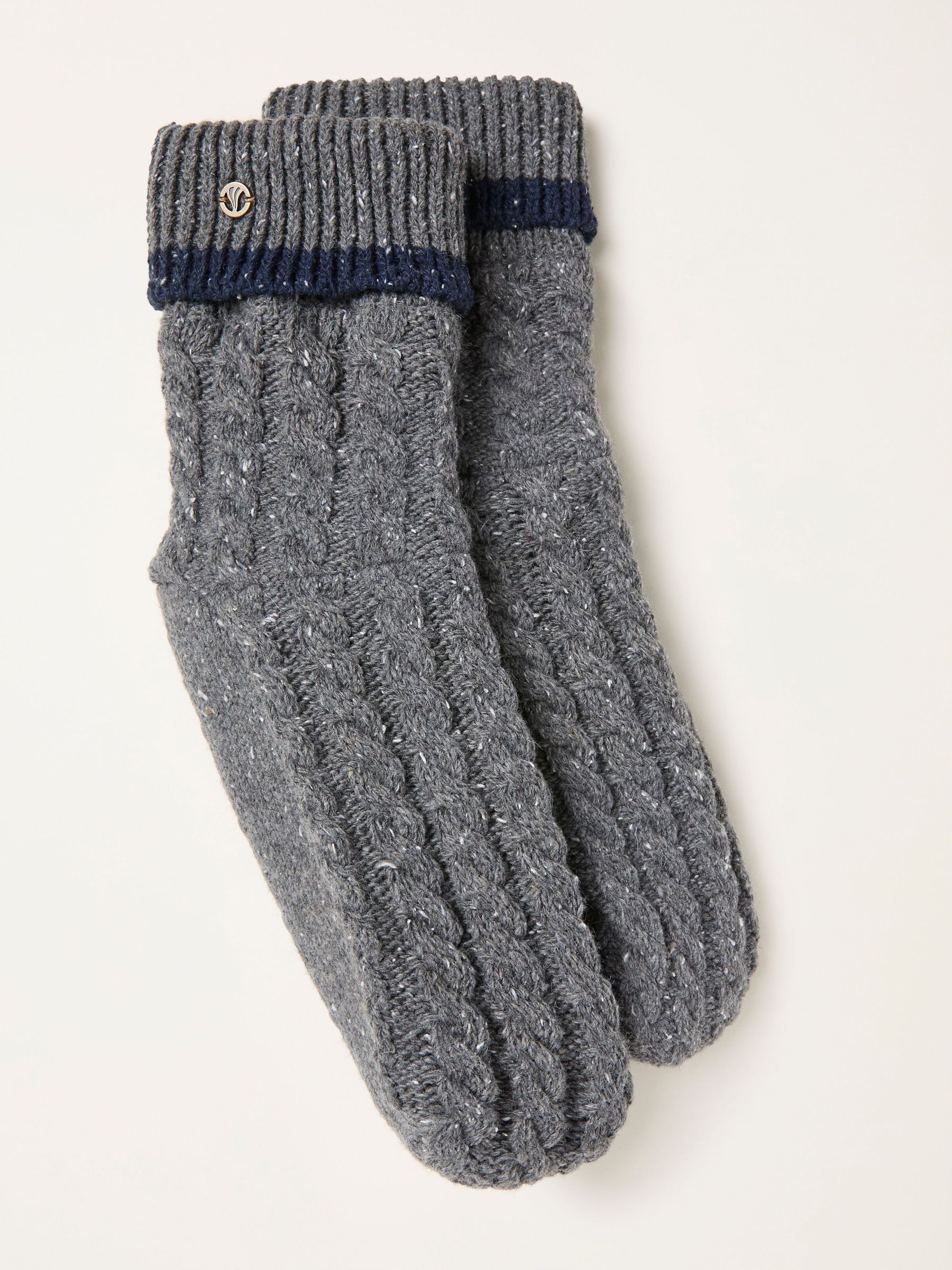 Grey Cable Slipper Socks (F60150) | £28
