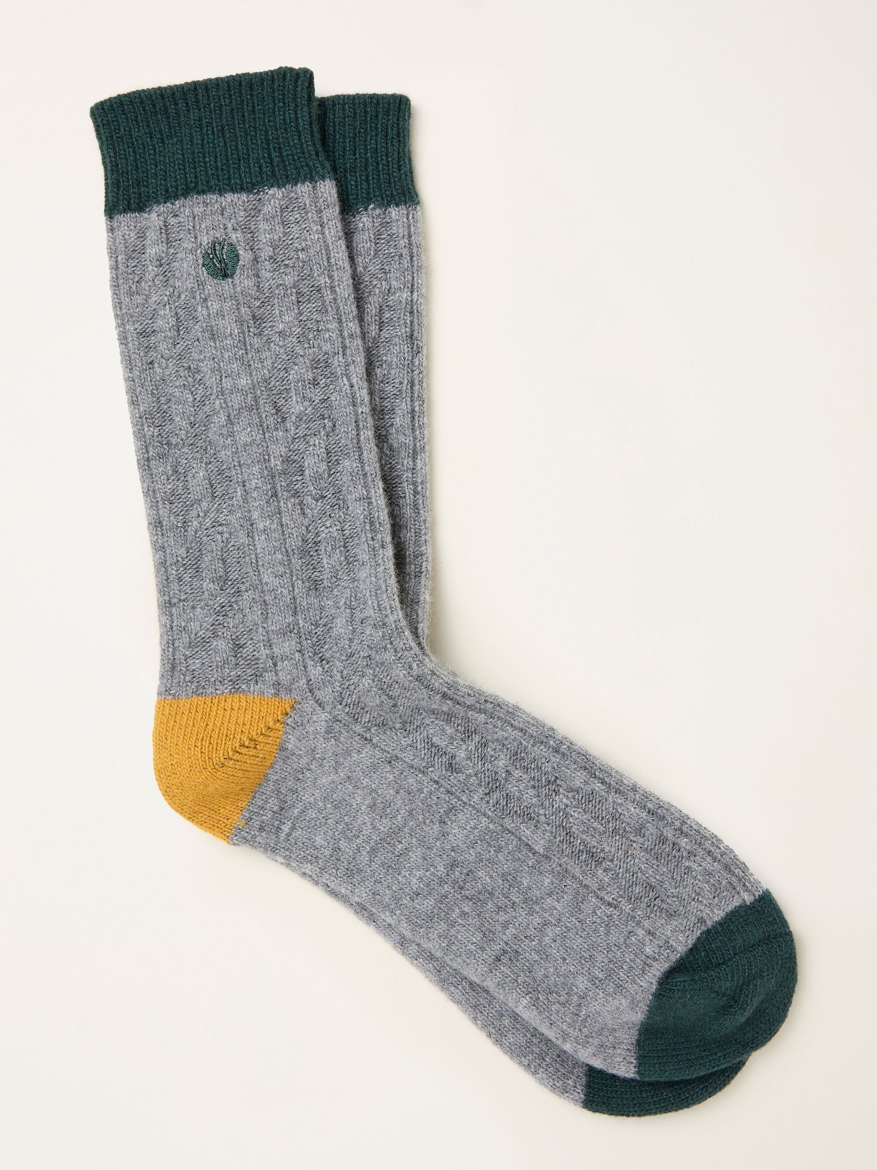 Grey Cable Wool Blend Socks (F60156) | £14
