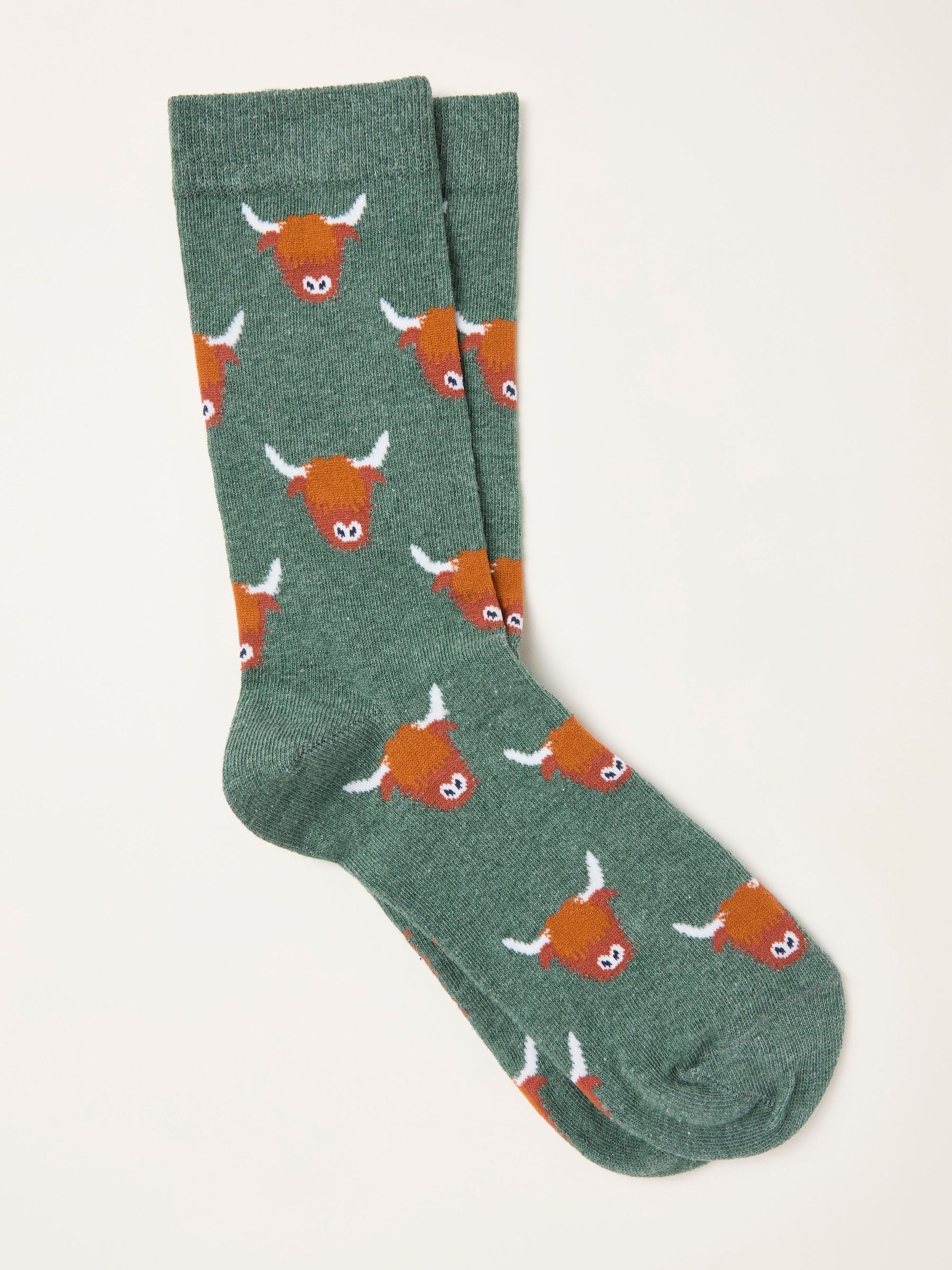 Green Highland Cow Socks (F60162) | £7.50