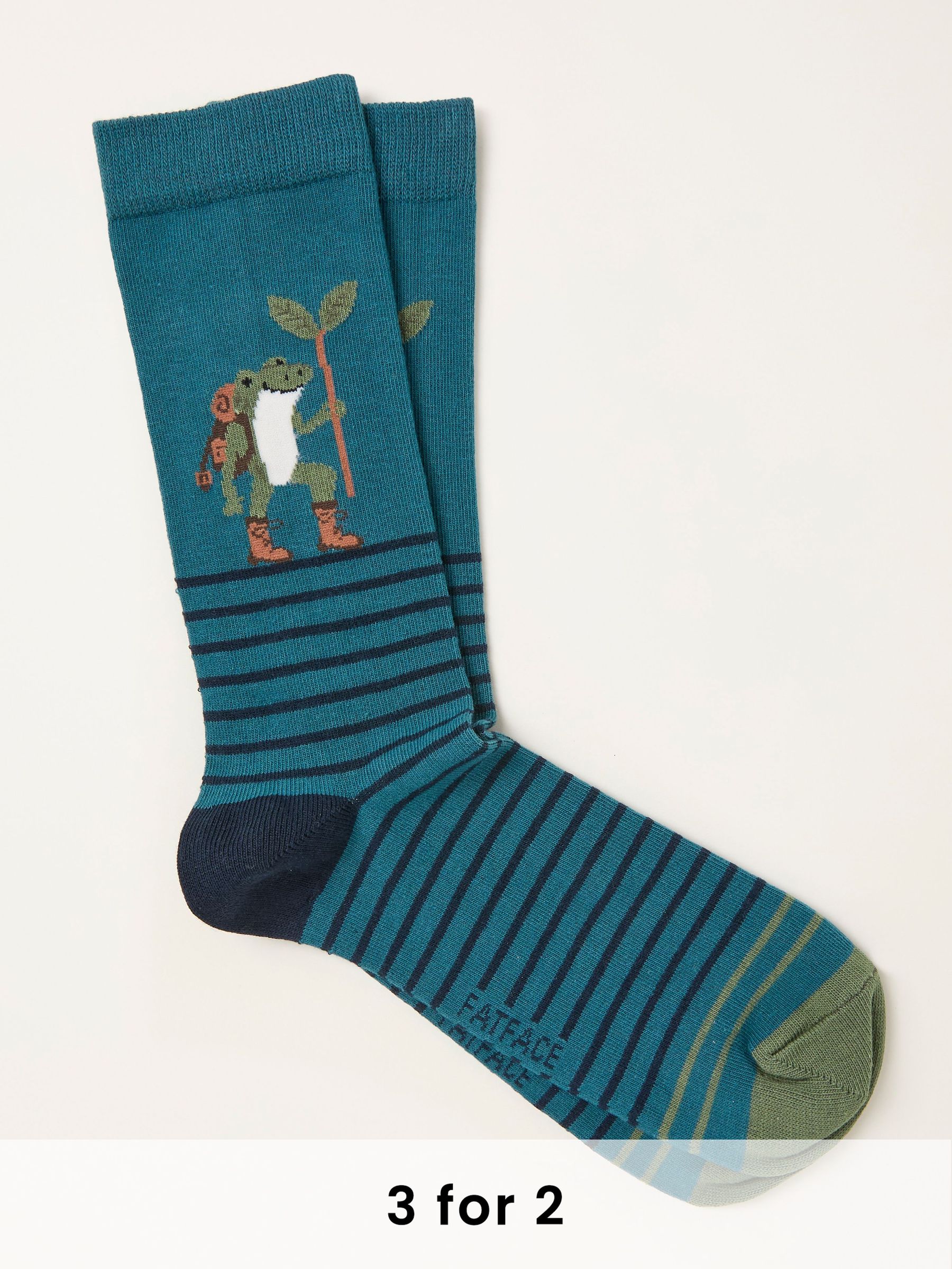 Teal Blue Hiking Frog Socks (F60183) | £7.50