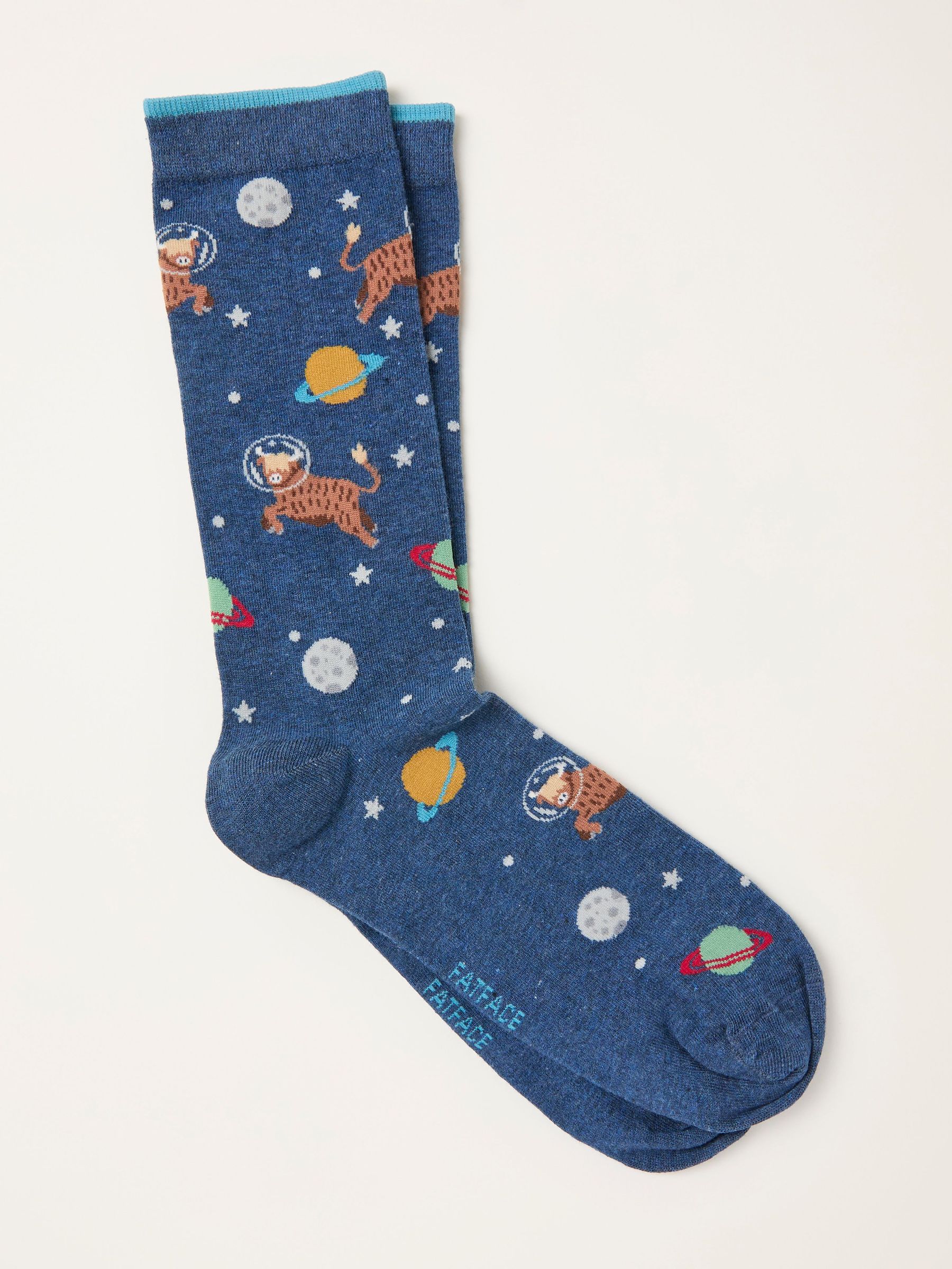 Navy Space Cow Socks (F60185) | £7.50