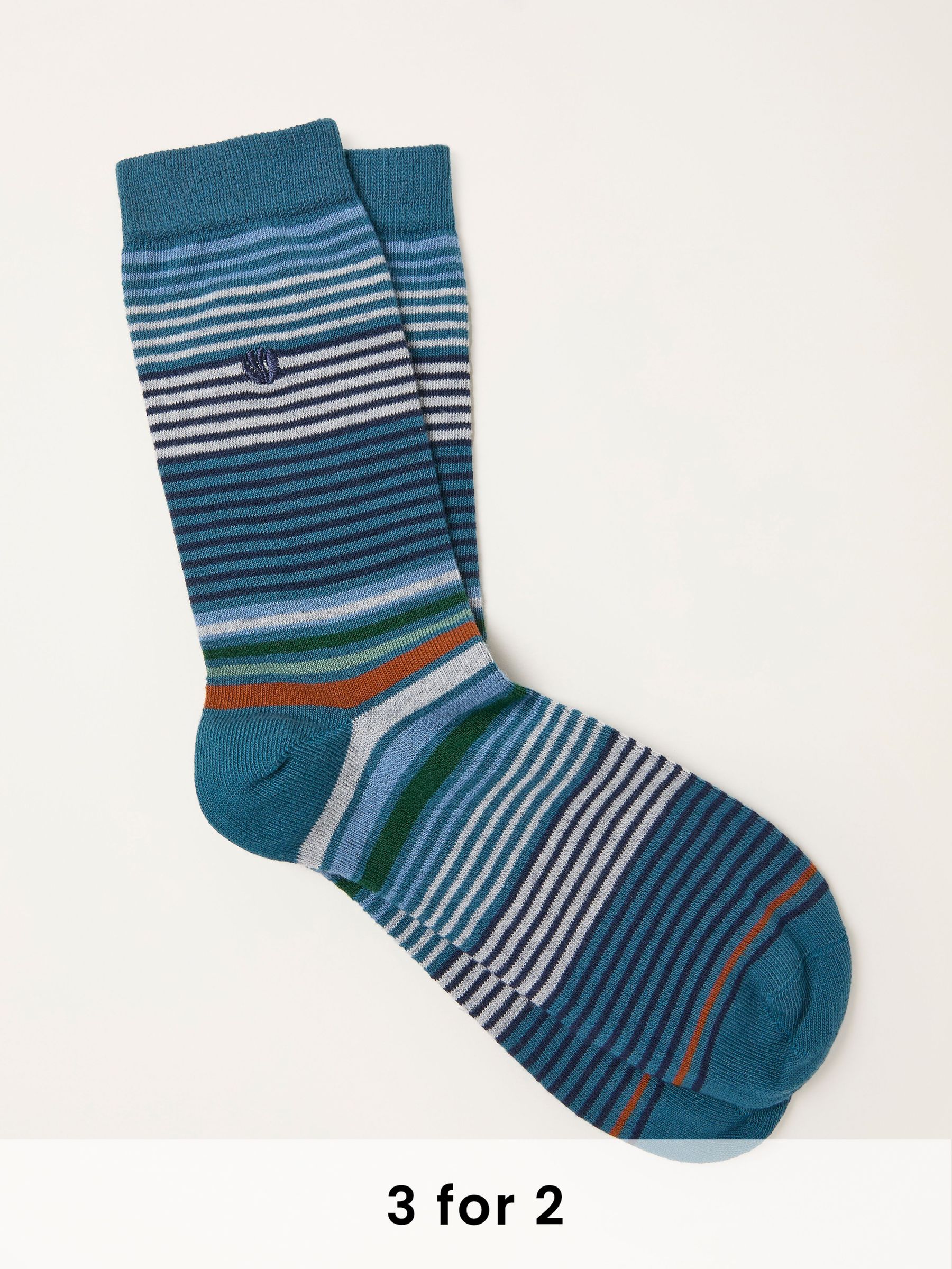 Teal Blue Striped Socks (F60186) | £7.50