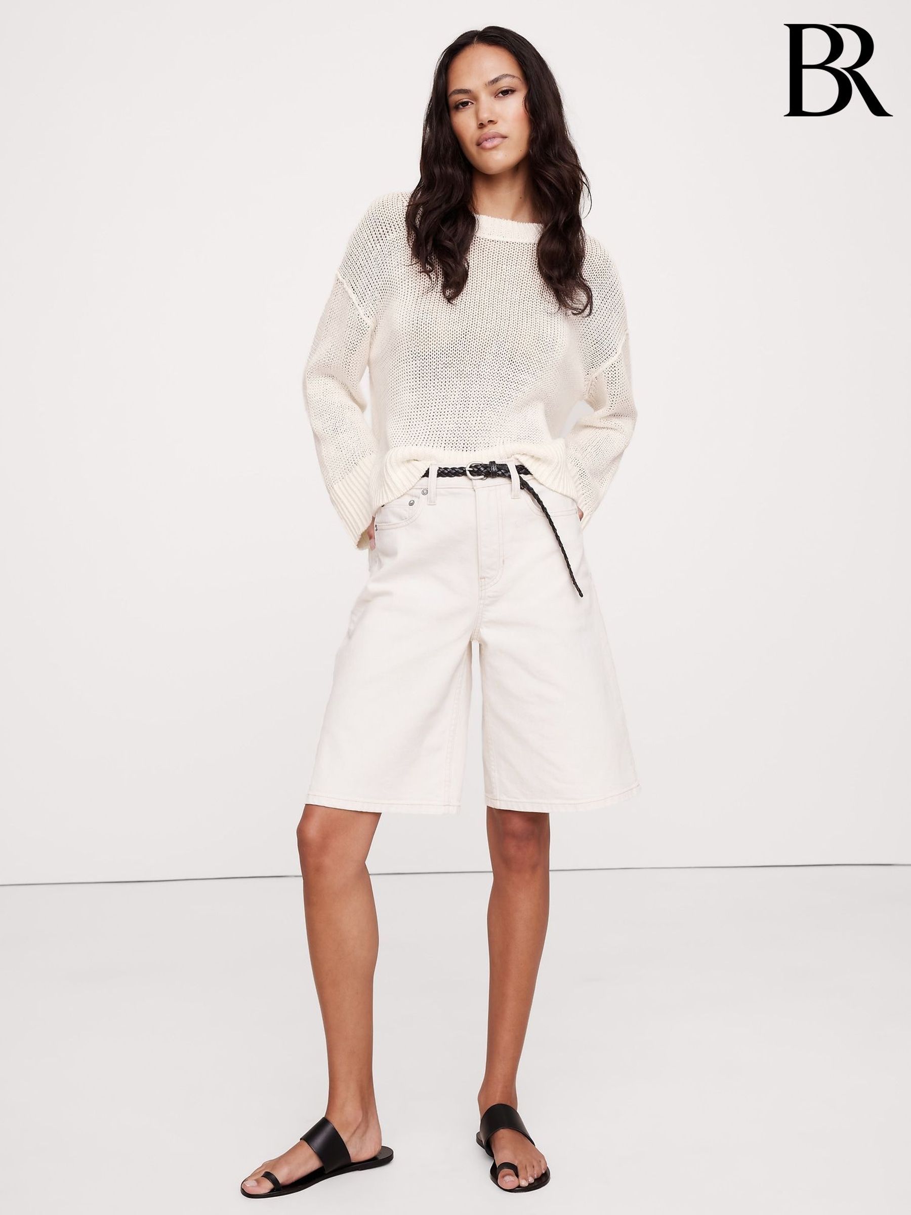 Banana Republic White Oversized Linen Jumper (F60408) | £130