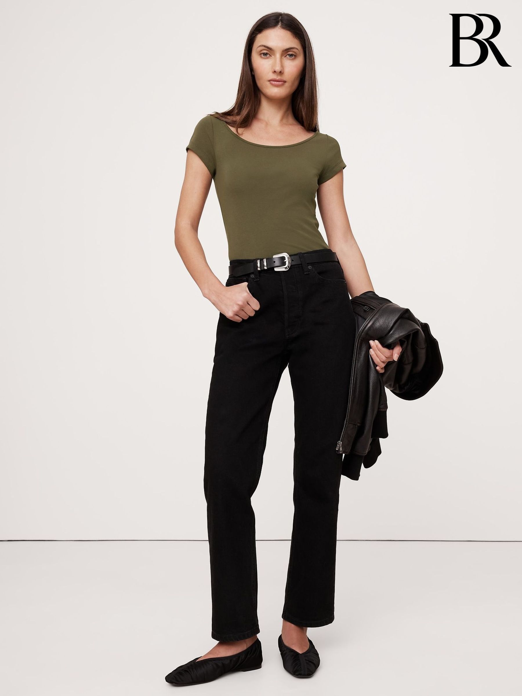 Banana Republic Green Refined Scoop-Neck T-Shirt (F60414) | £30