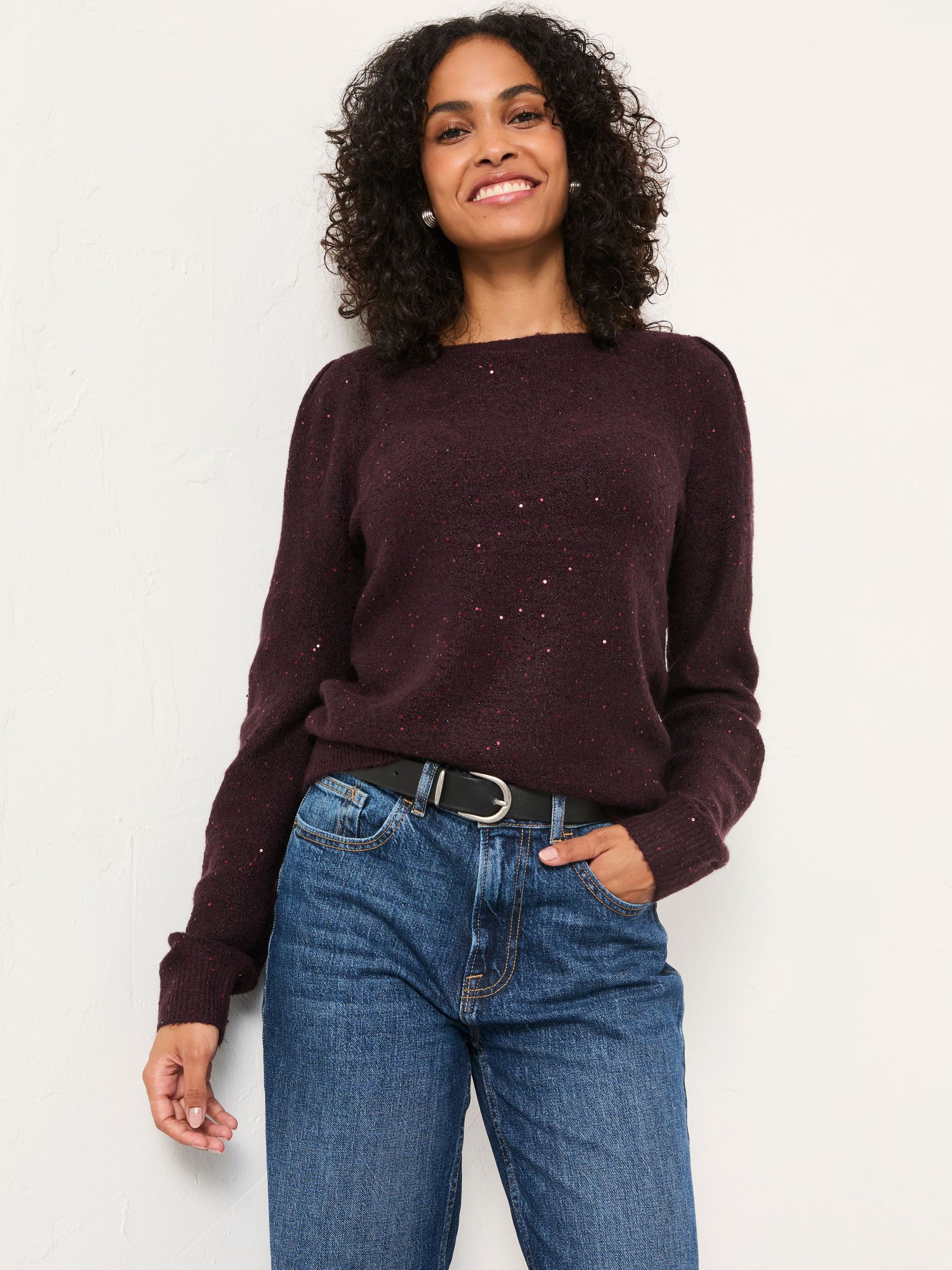 Jasmine Burgundy Red Sparkle Knitted Jumper (F60584) | £56