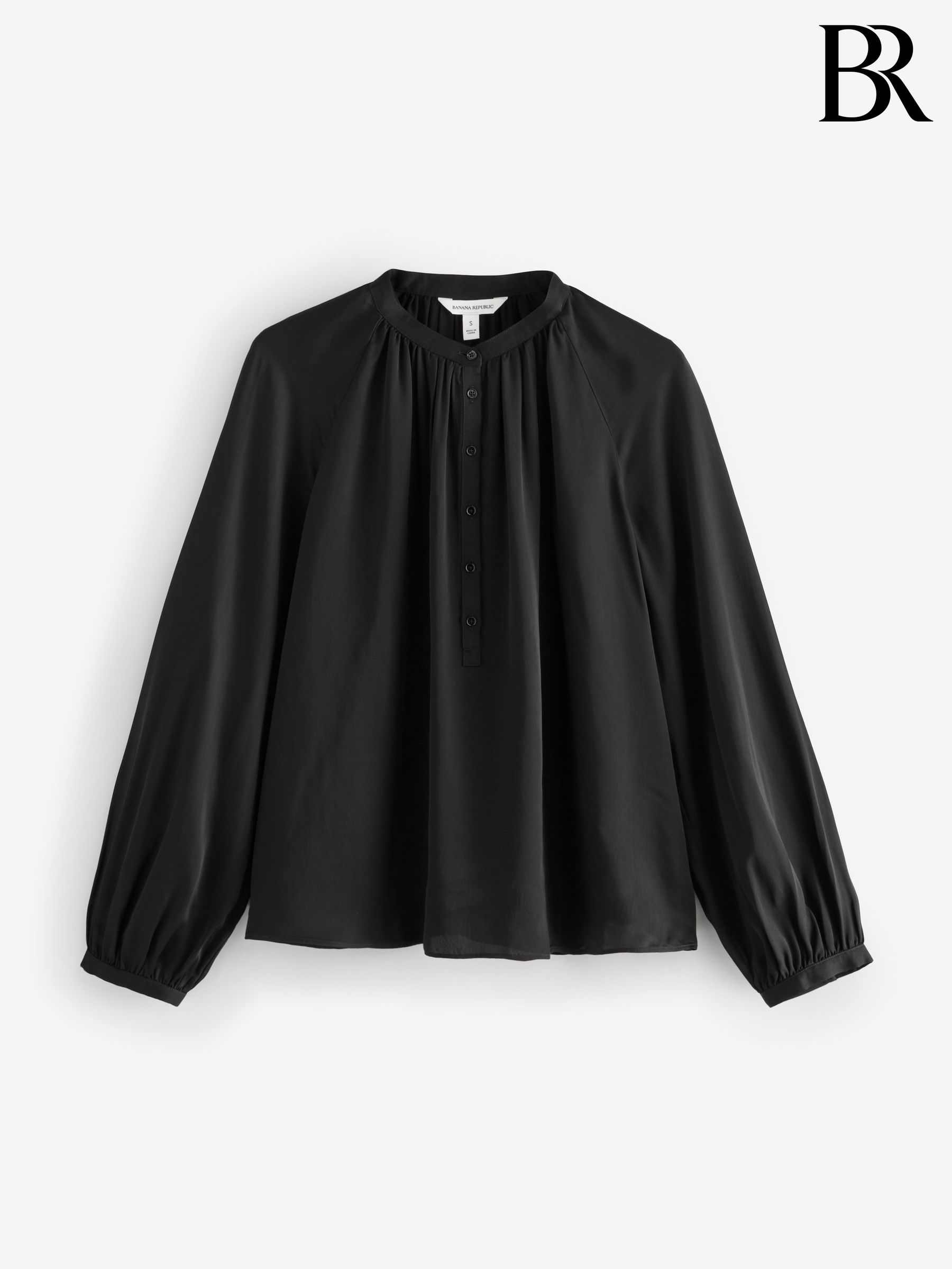 Banana Republic Black Dolman Sleeve Shirred Blouse (F60998) | £105