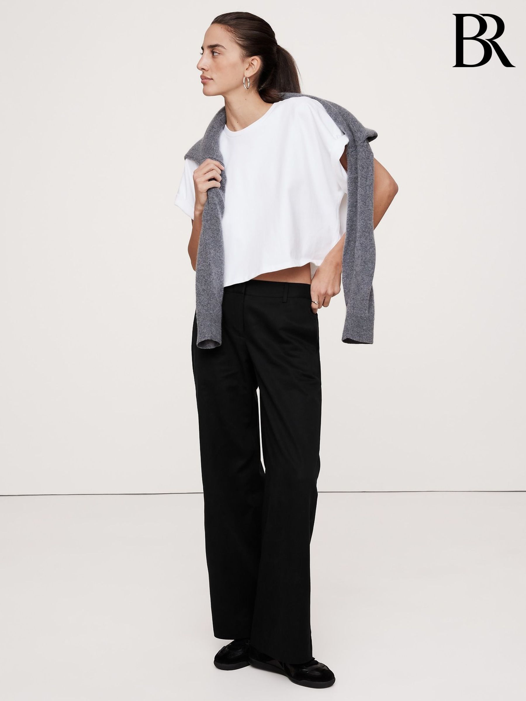 Banana Republic Black Everyday Mid Rise Wide-Leg Trousers (F61493) | £85