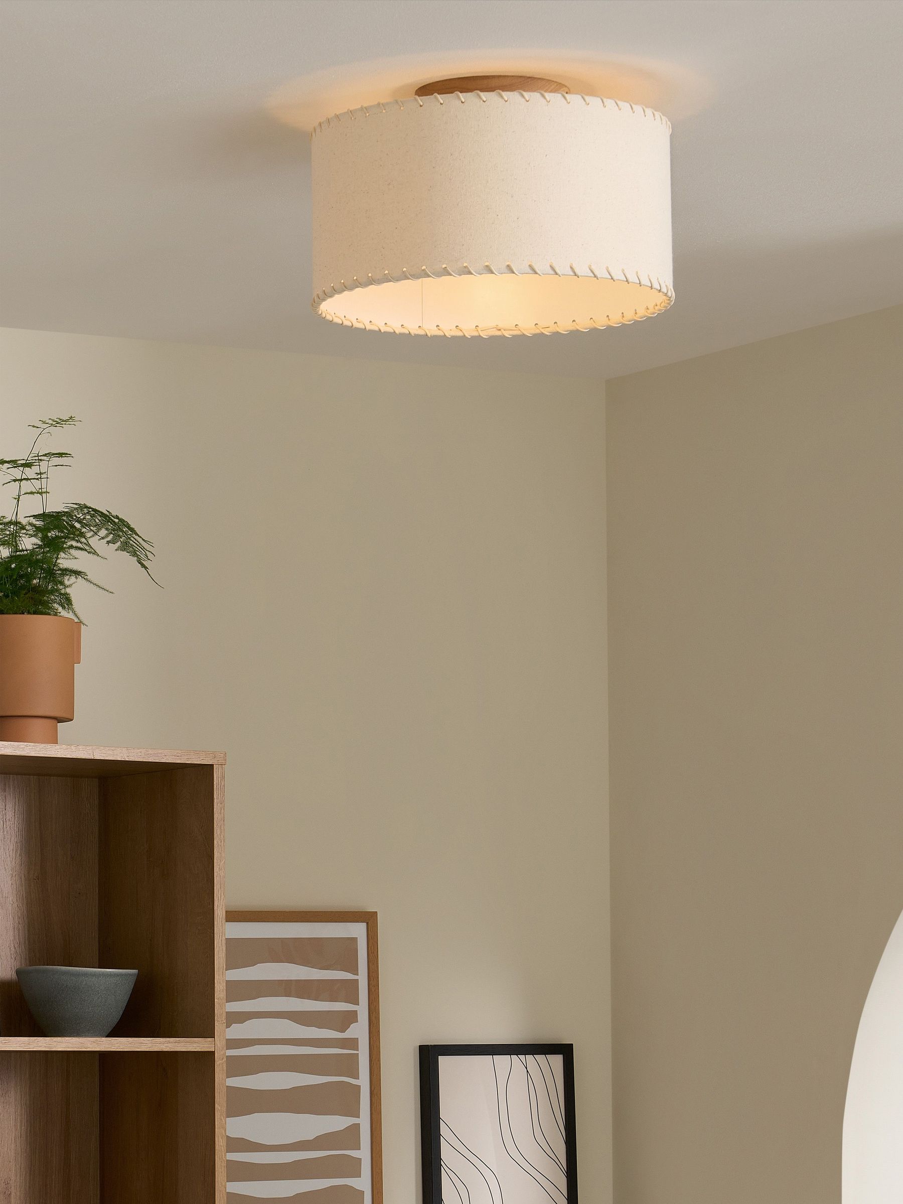 Neutra Flush Light in Cream/Wood (F61520) | £69